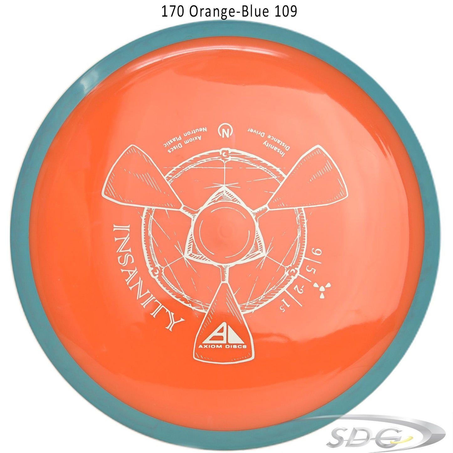 axiom-neutron-insanity-disc-golf-distance-driver 170 Orange-Blue 109 