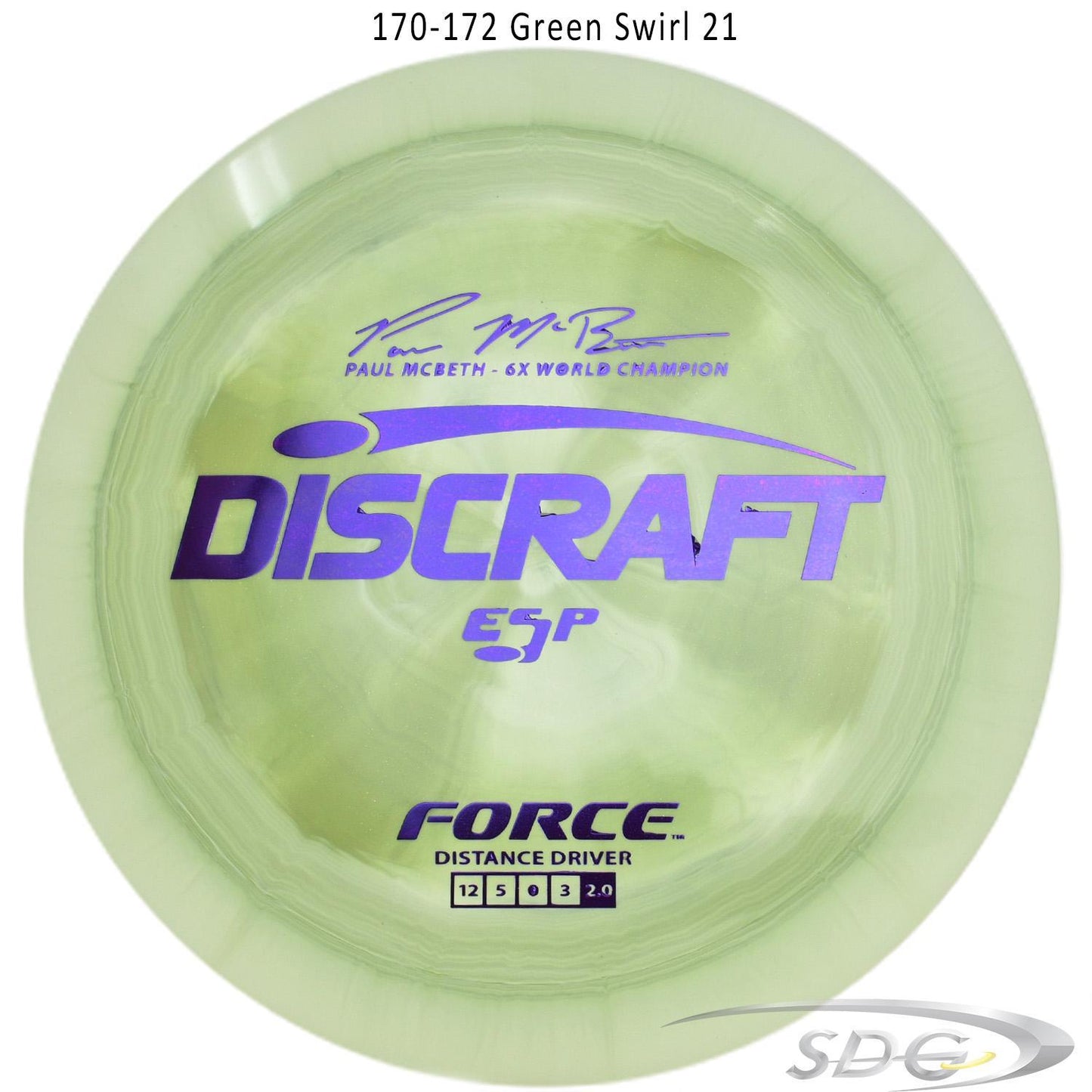 discraft-esp-force-6x-paul-mcbeth-signature-disc-golf-distance-driver 170-172 Green Swirl 21 