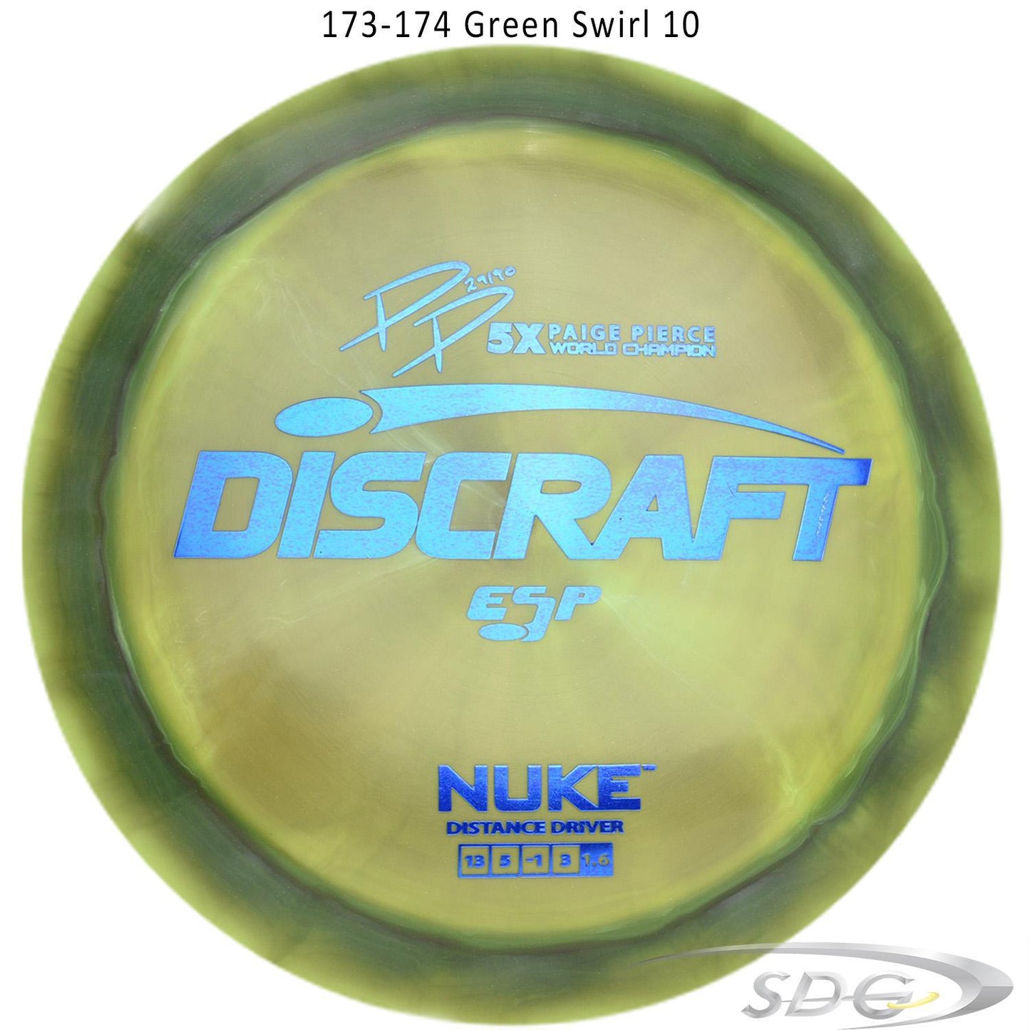 discraft-esp-nuke-paige-pierce-signature-disc-golf-distance-driver-176-173-weights 173-174 Green Swirl 10 