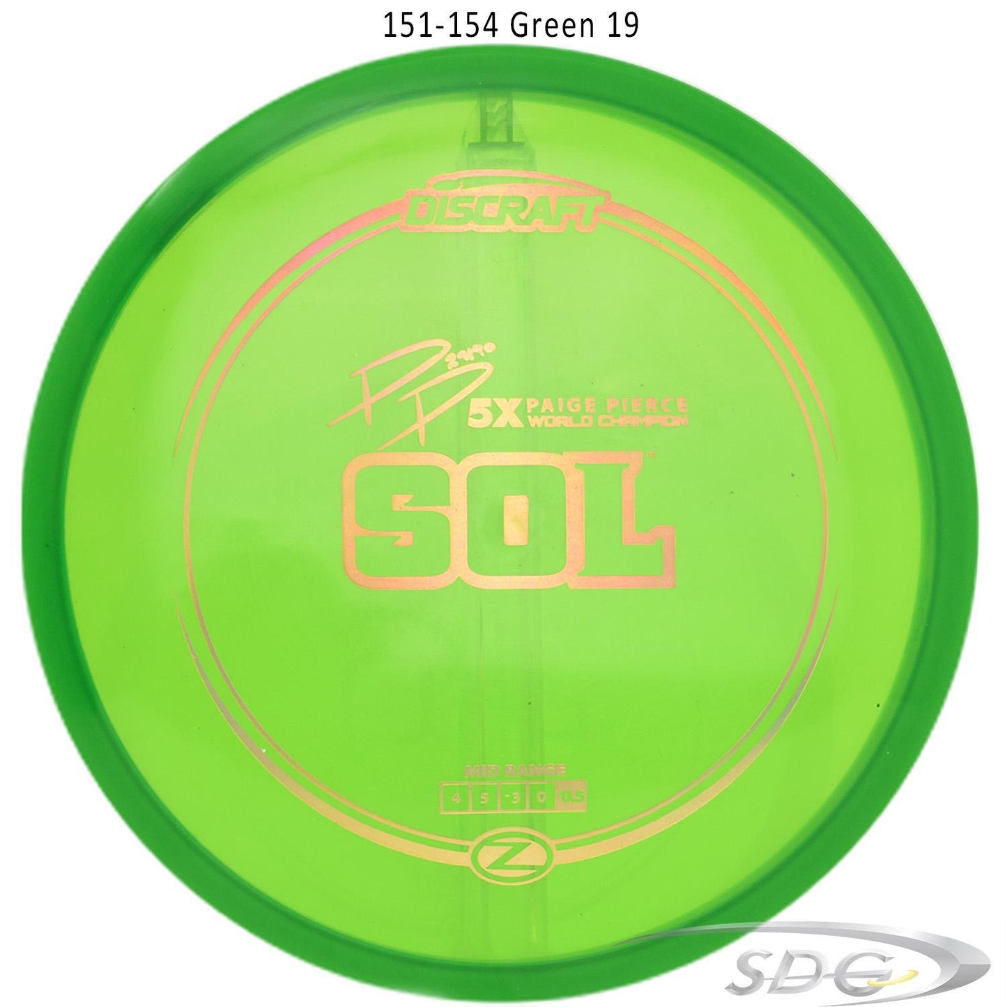 discraft-z-line-sol-paige-pierce-signature-disc-golf-mid-range-159-150-weights 151-154 Green 19 