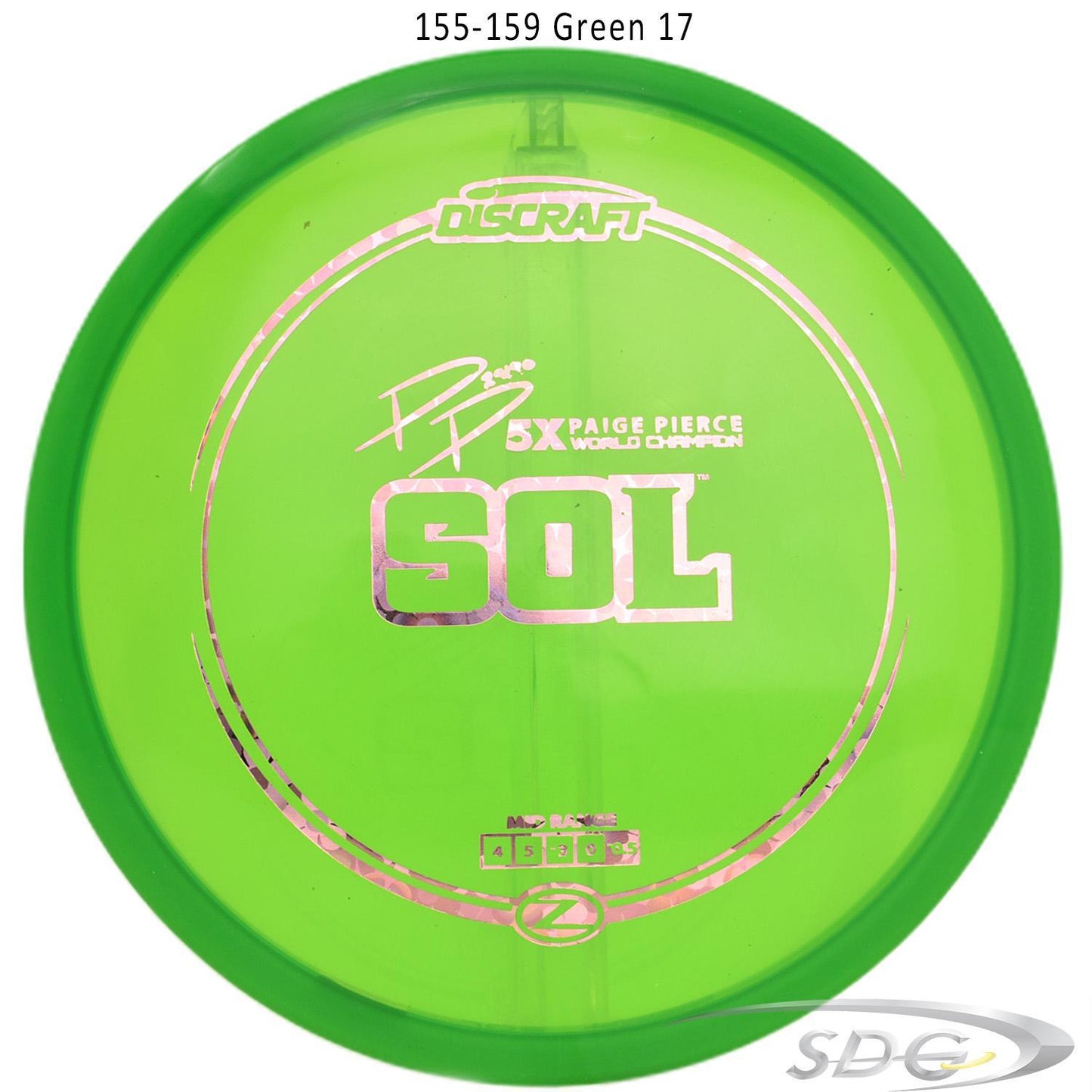 discraft-z-line-sol-paige-pierce-signature-disc-golf-mid-range-159-150-weights 155-159 Green 17 