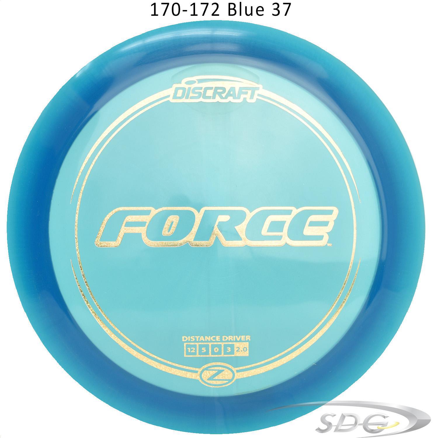 discraft-z-line-force-disc-golf-distance-driver 170-172 Blue 37