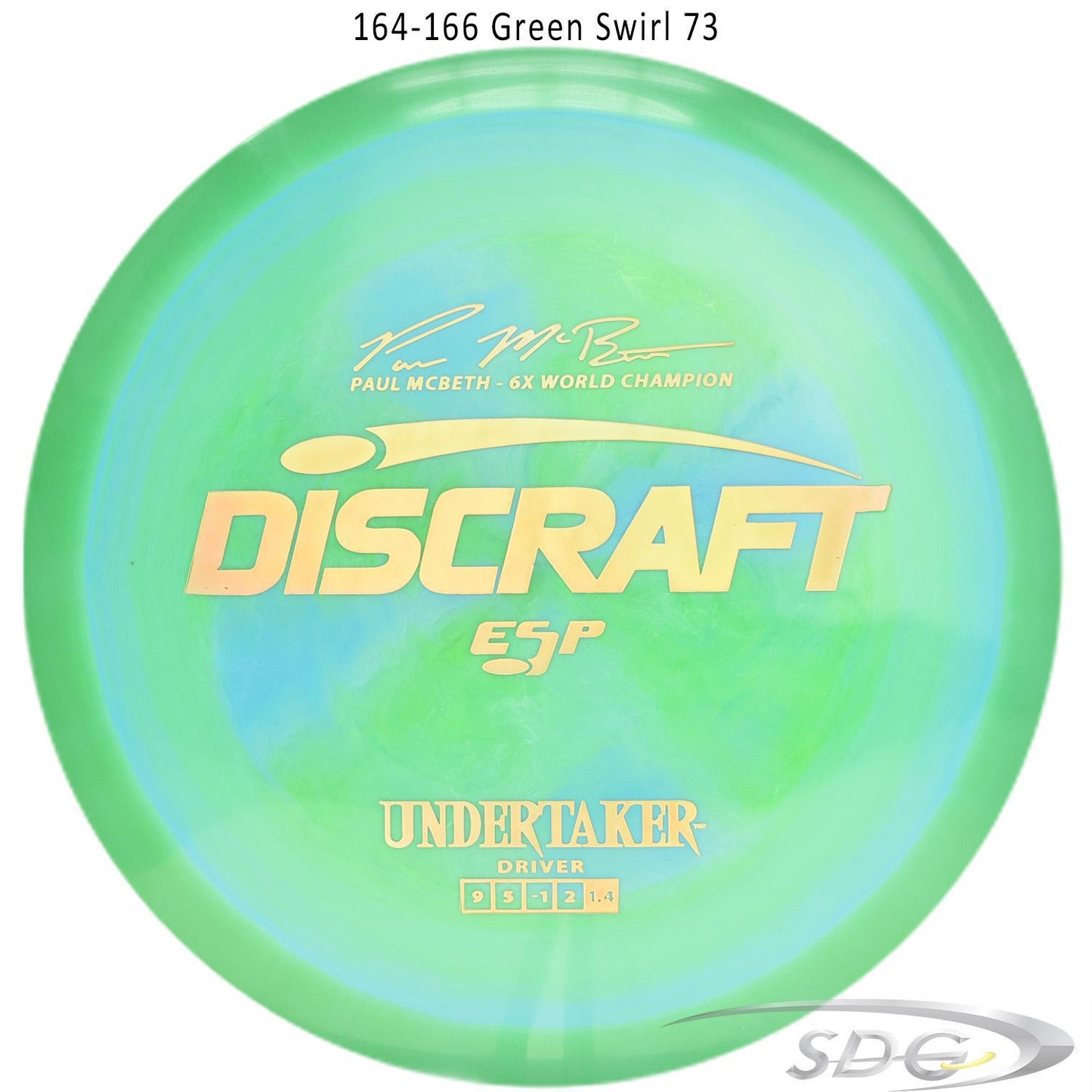discraft-esp-undertaker-6x-paul-mcbeth-signature-series-disc-golf-distance-driver-169-160-weights 164-166 Green Swirl 73 