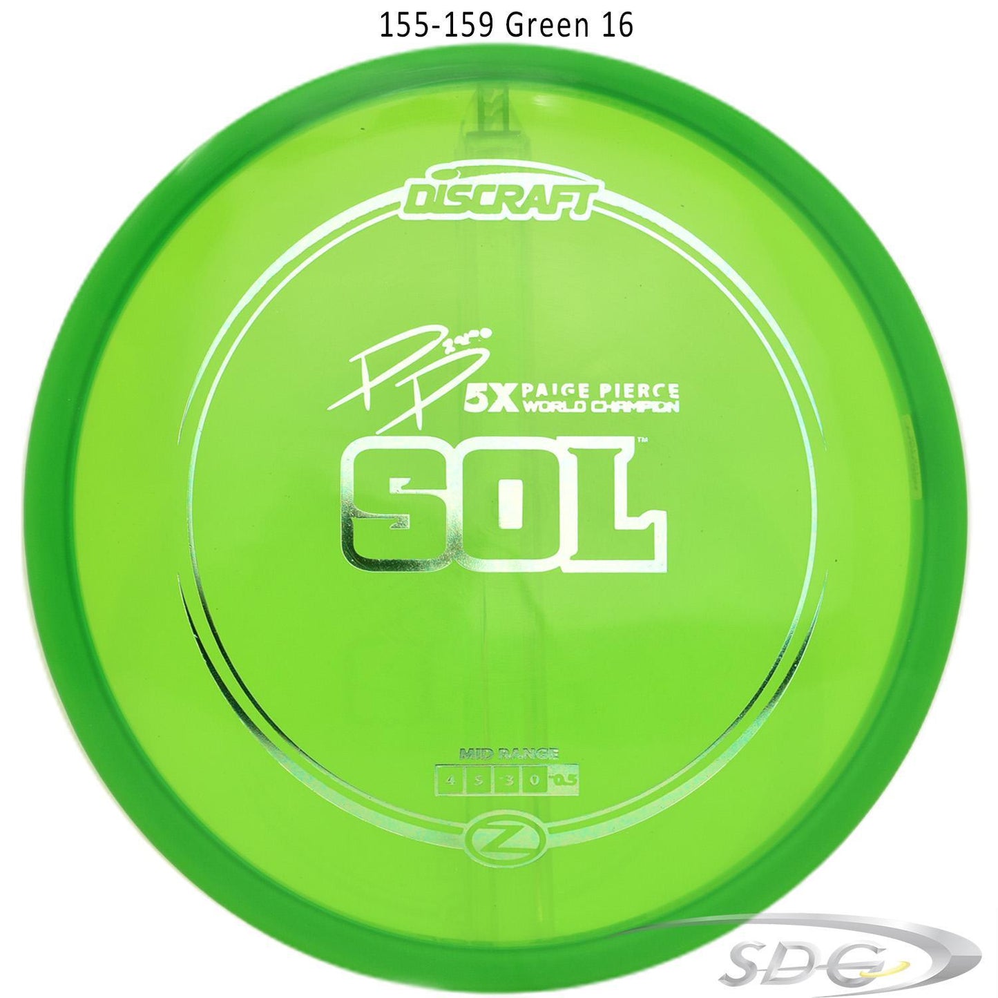 discraft-z-line-sol-paige-pierce-signature-disc-golf-mid-range 155-159 Green 16