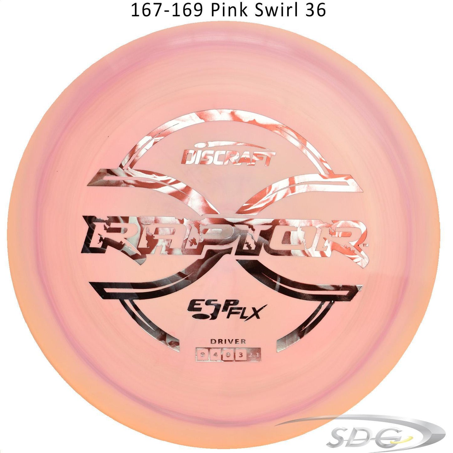 discraft-esp-flx-raptor-disc-golf-distance-driver 167-169 Pink Swirl 36 