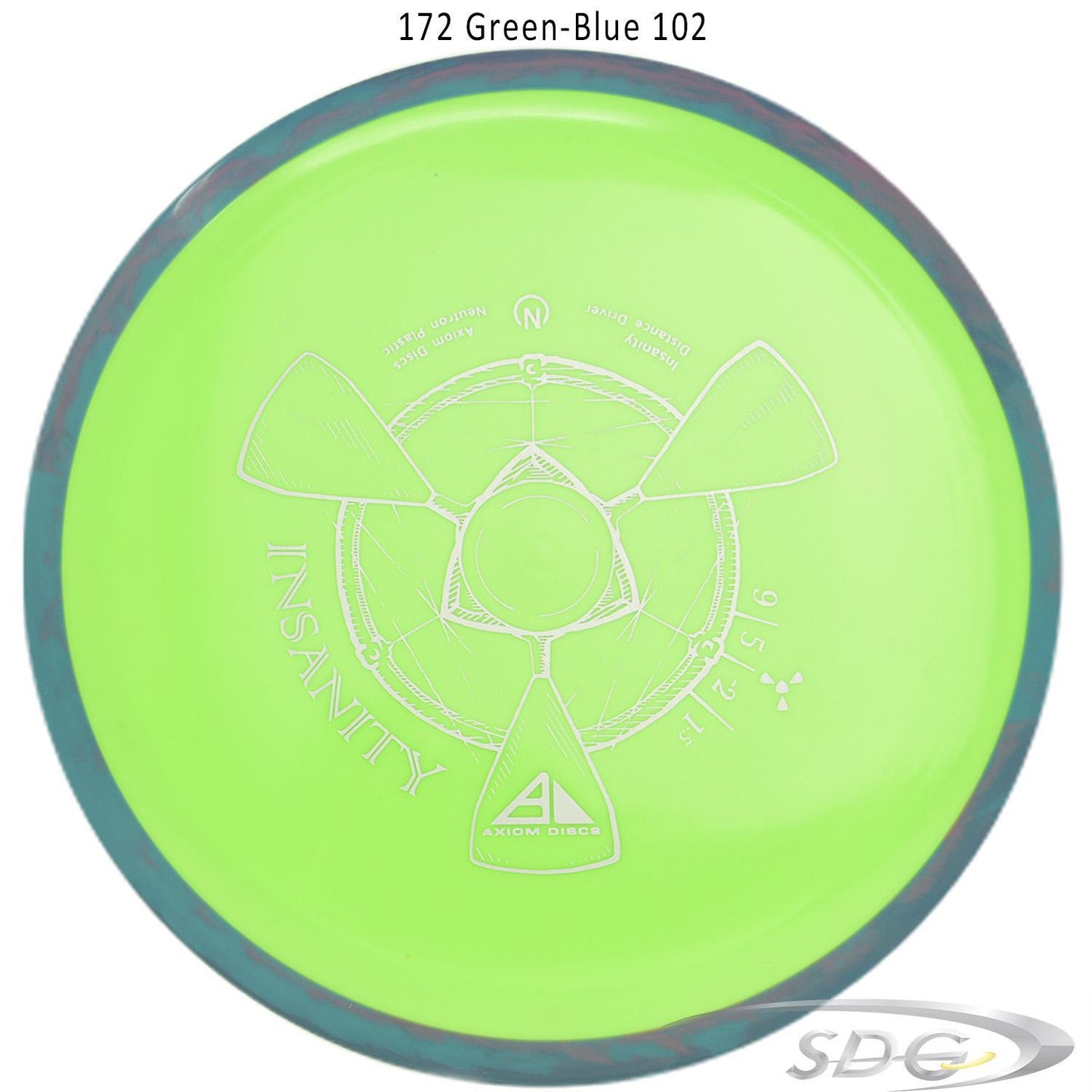axiom-neutron-insanity-disc-golf-distance-driver 172 Green-Blue 102 