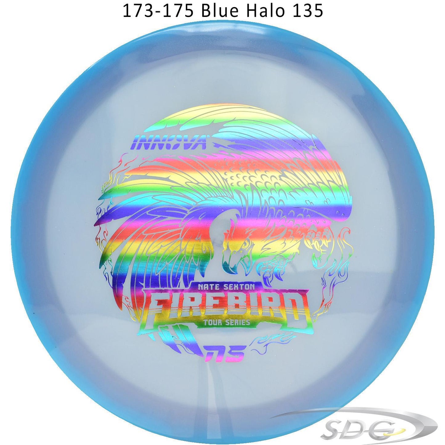 innova-halo-champion-firebird-glow-2023-nate-sexton-tour-series-disc-golf-distance-driver 173-175 Blue Halo 135 