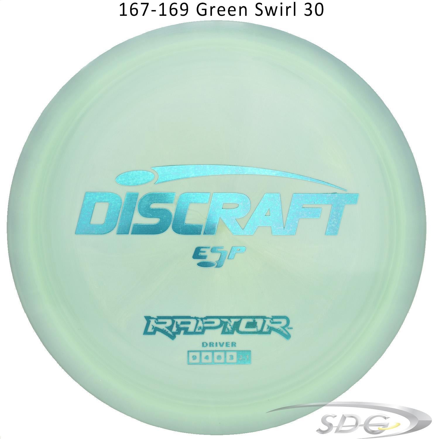 discraft-esp-raptor-disc-golf-distance-driver 167-169 Green Swirl 30