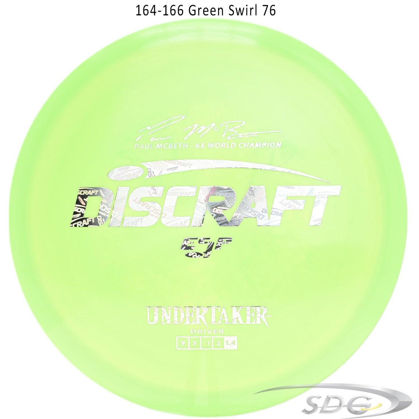 discraft-esp-undertaker-6x-paul-mcbeth-signature-series-disc-golf-distance-driver-169-160-weights 164-166 Green Swirl 76 