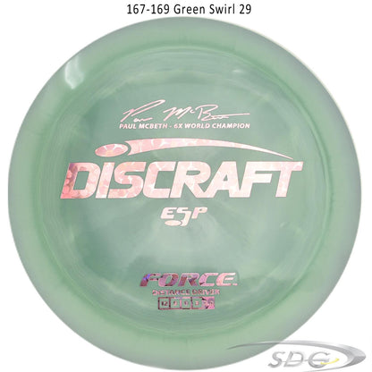 discraft-esp-force-6x-paul-mcbeth-signature-disc-golf-distance-driver 167-169 Green Swirl 29