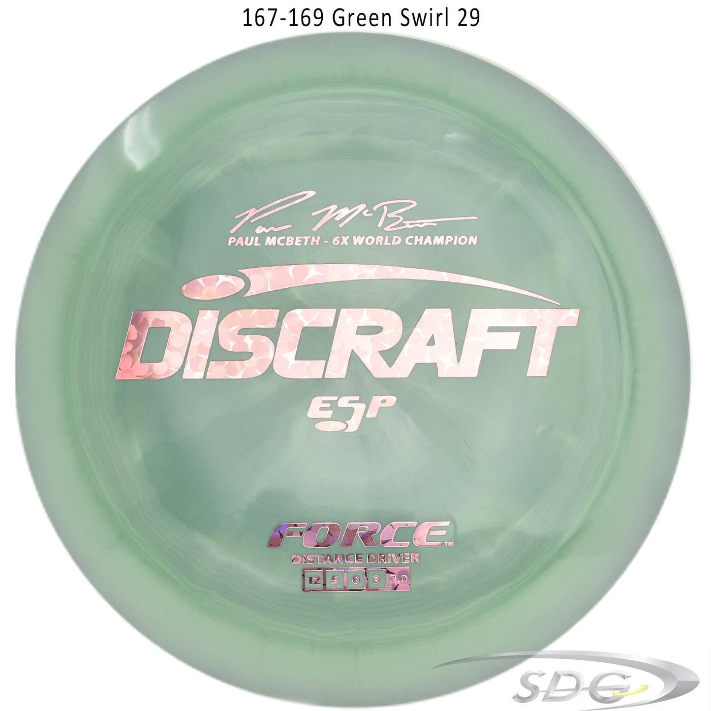 discraft-esp-force-6x-paul-mcbeth-signature-disc-golf-distance-driver-169-160-weights 167-169 Green Swirl 29 