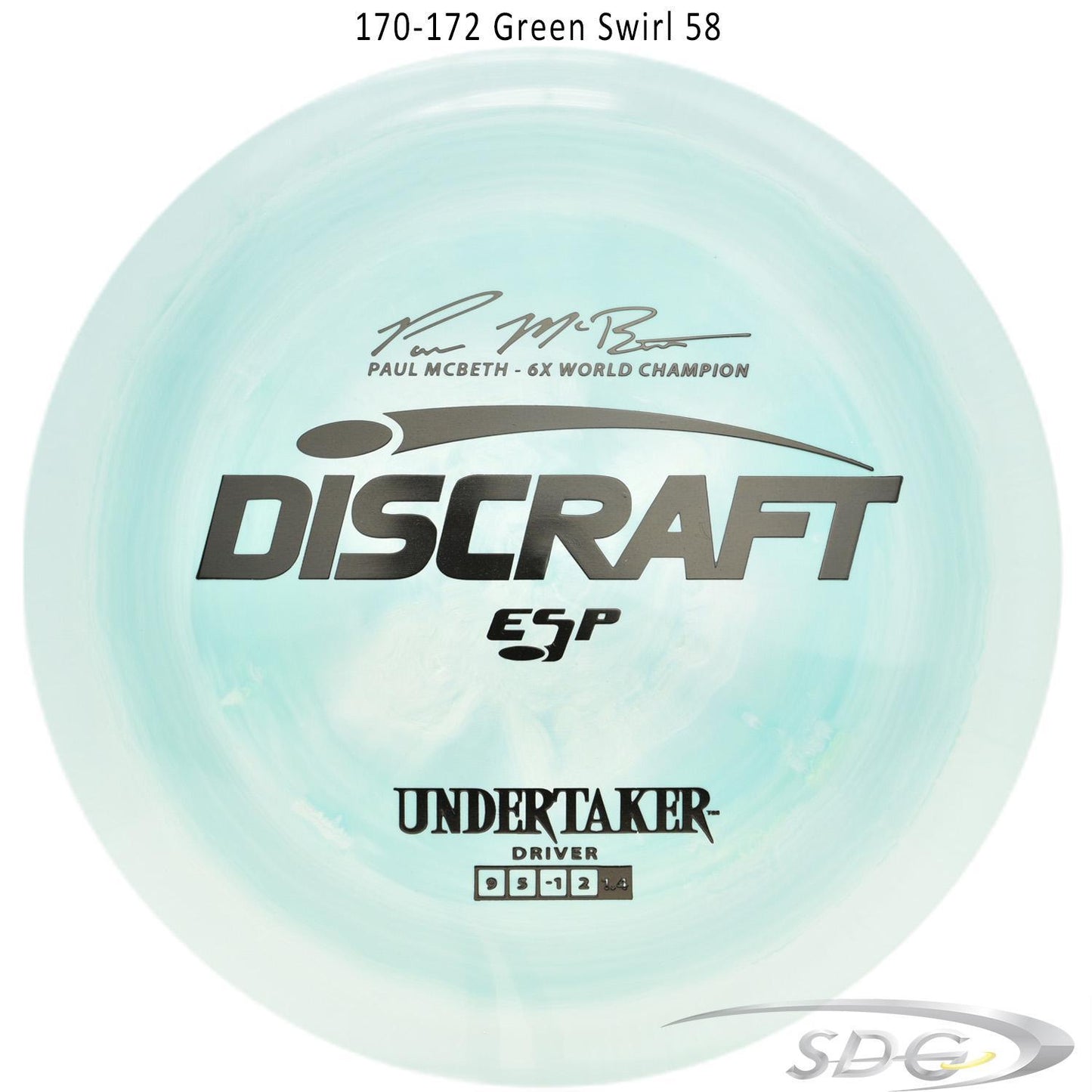 discraft-esp-undertaker-6x-paul-mcbeth-signature-series-disc-golf-distance-driver 170-172 Green Swirl 58