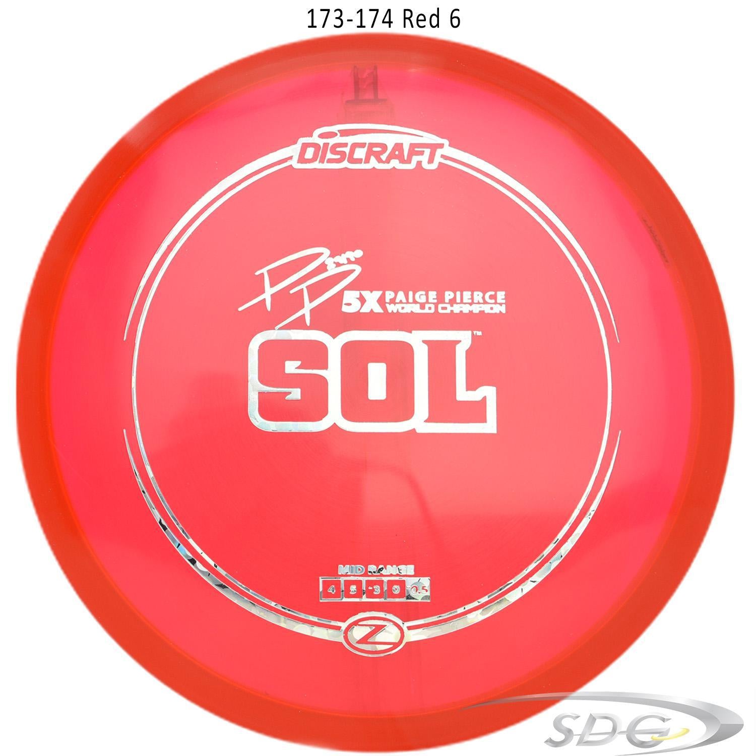 discraft-z-line-sol-paige-pierce-signature-disc-golf-mid-range 173-174 Red 6 