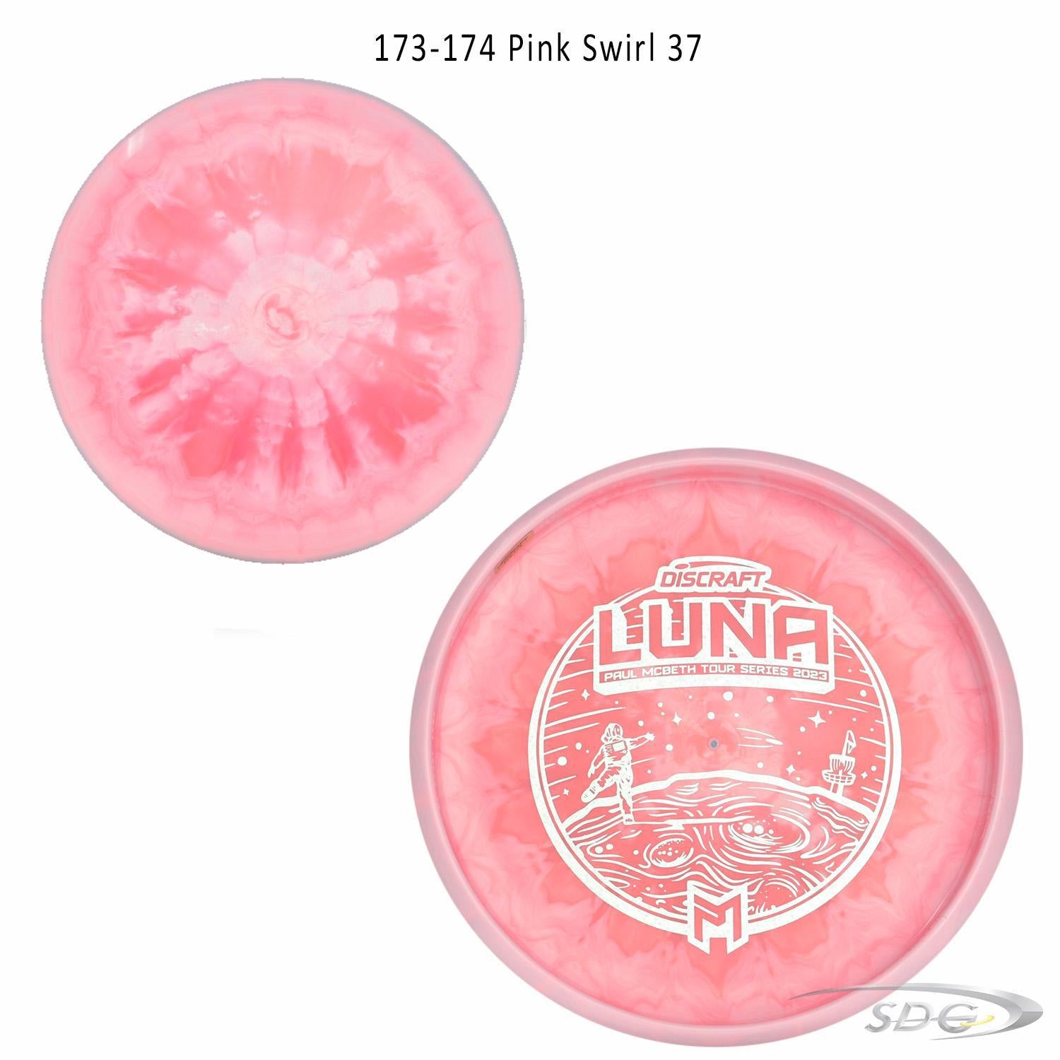 discraft-esp-luna-bottom-stamp-2023-paul-mcbeth-tour-series-disc-golf-putter 173-174 Pink Swirl 37 
