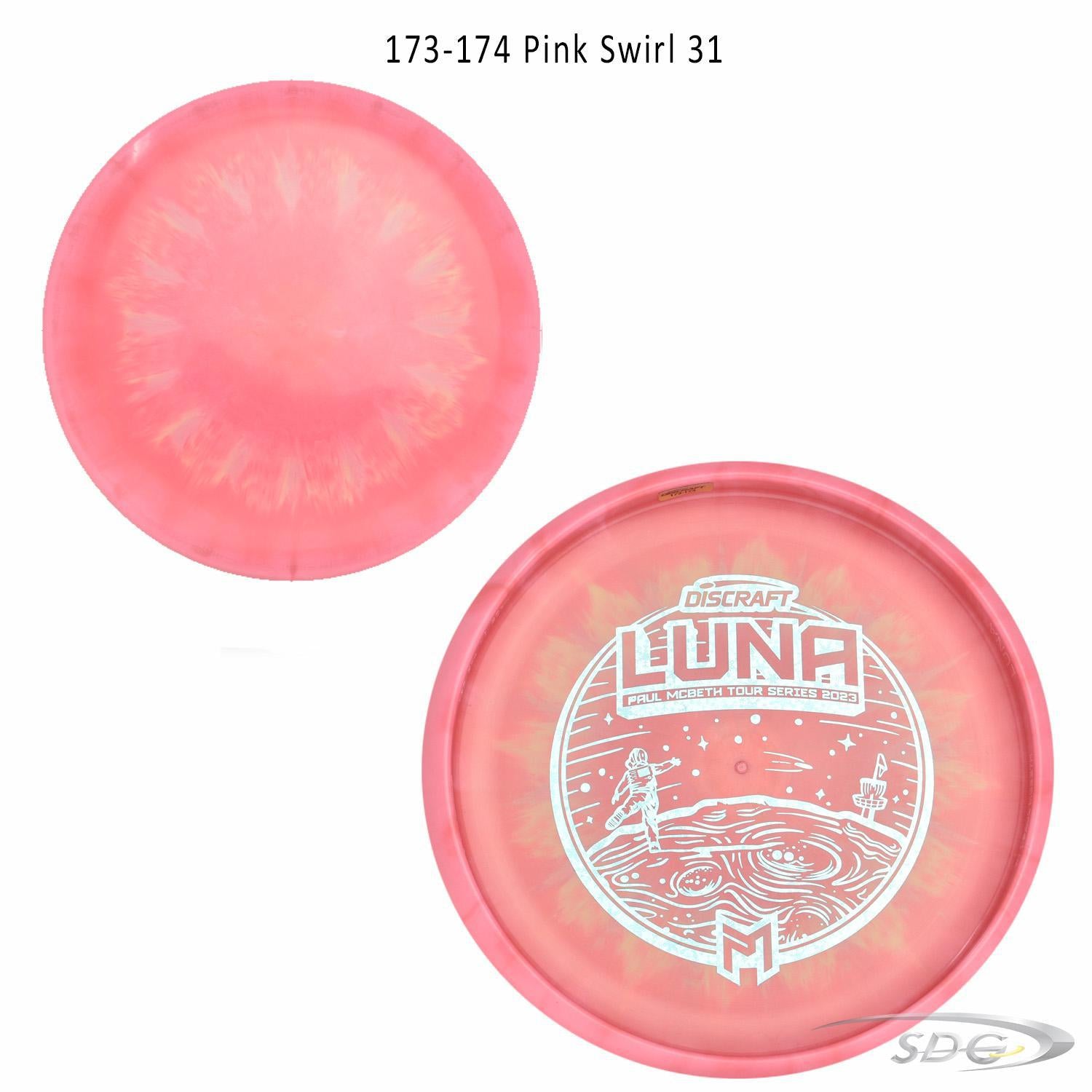 discraft-esp-luna-bottom-stamp-2023-paul-mcbeth-tour-series-disc-golf-putter 173-174 Pink Swirl 31 