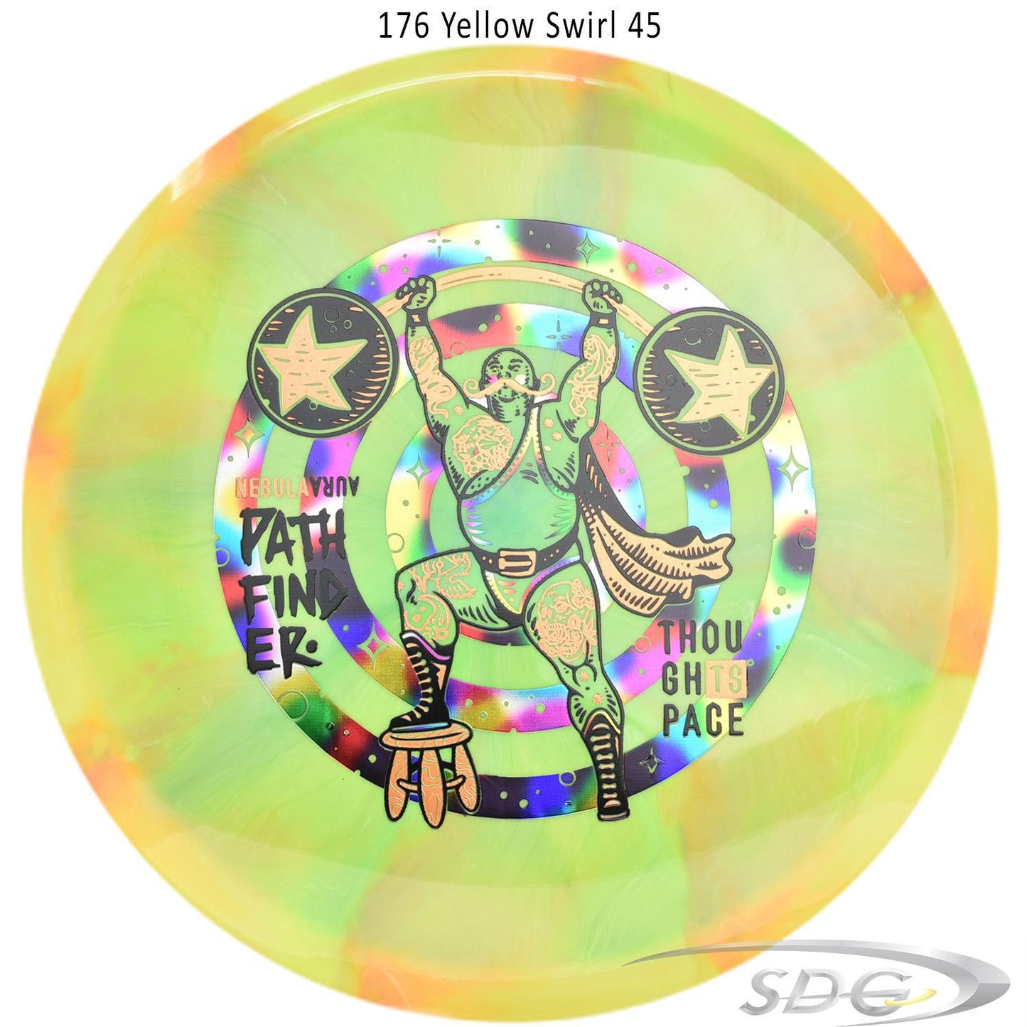 tsa-nebula-aura-pathfinder-strong-man-disc-golf-mid-range 176 Yellow Swirl 45 