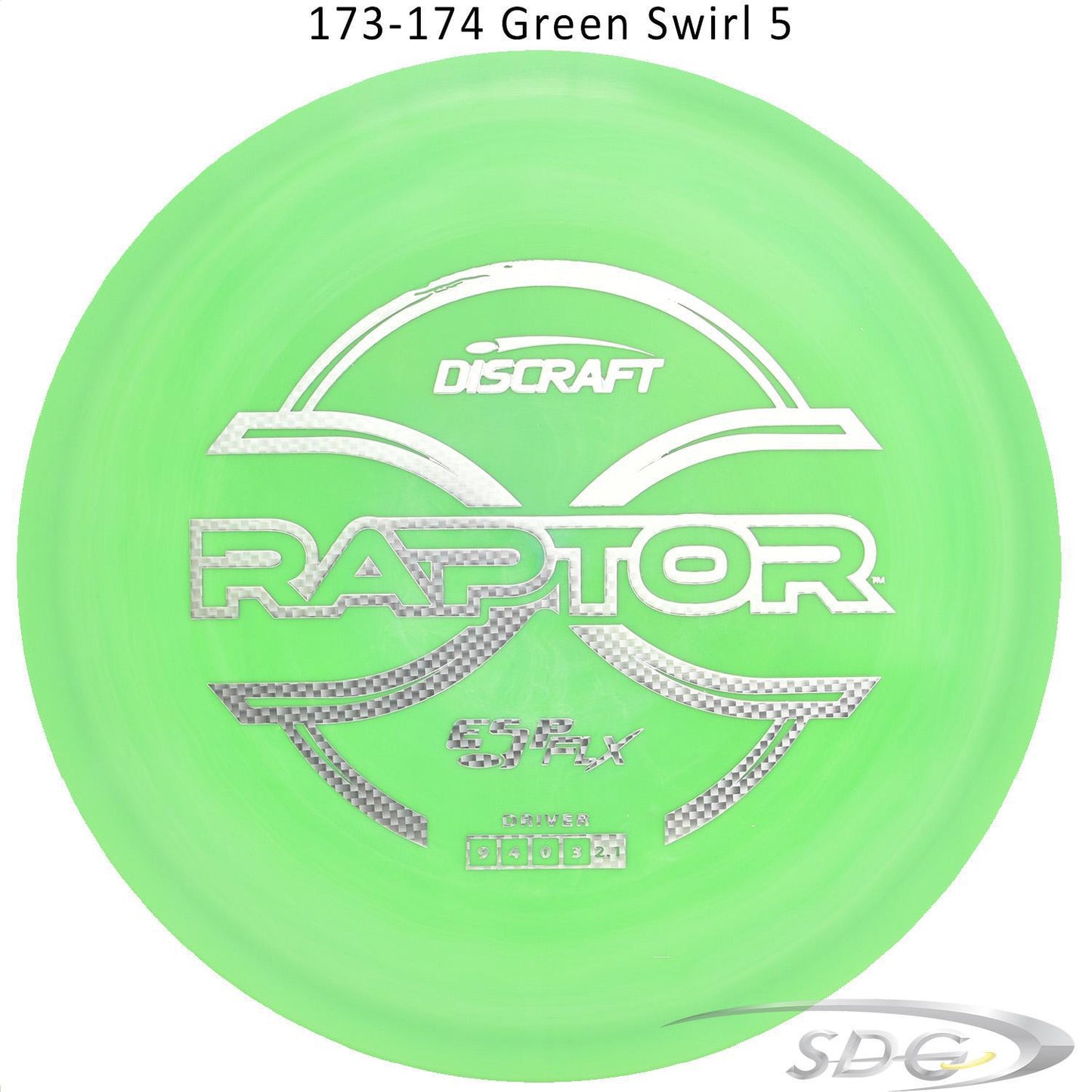 discraft-esp-flx-raptor-disc-golf-distance-driver 173-174 Green Swirl 5 