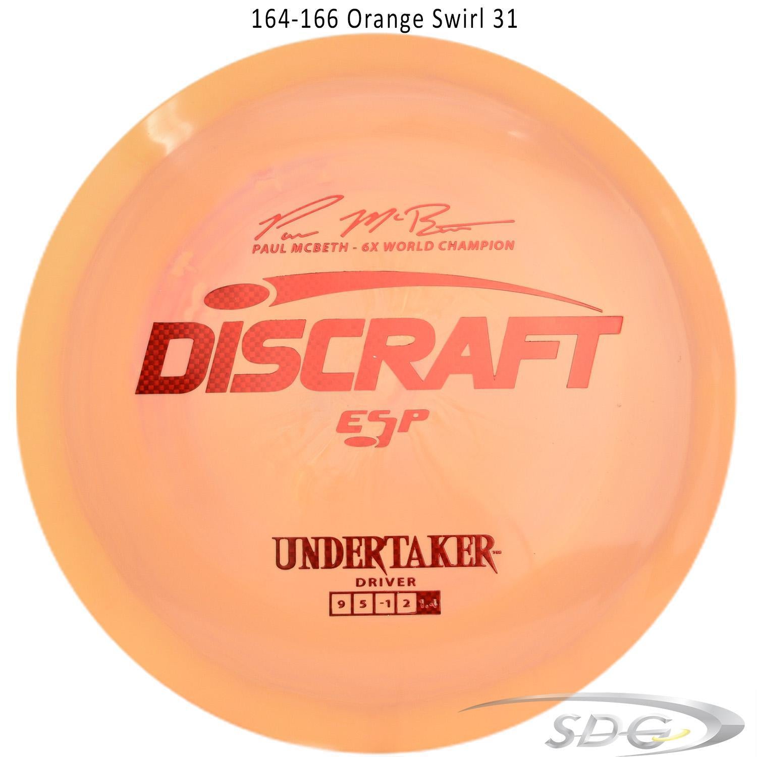 discraft-esp-undertaker-6x-paul-mcbeth-signature-series-disc-golf-distance-driver-169-160-weights 164-166 Orange Swirl 31 