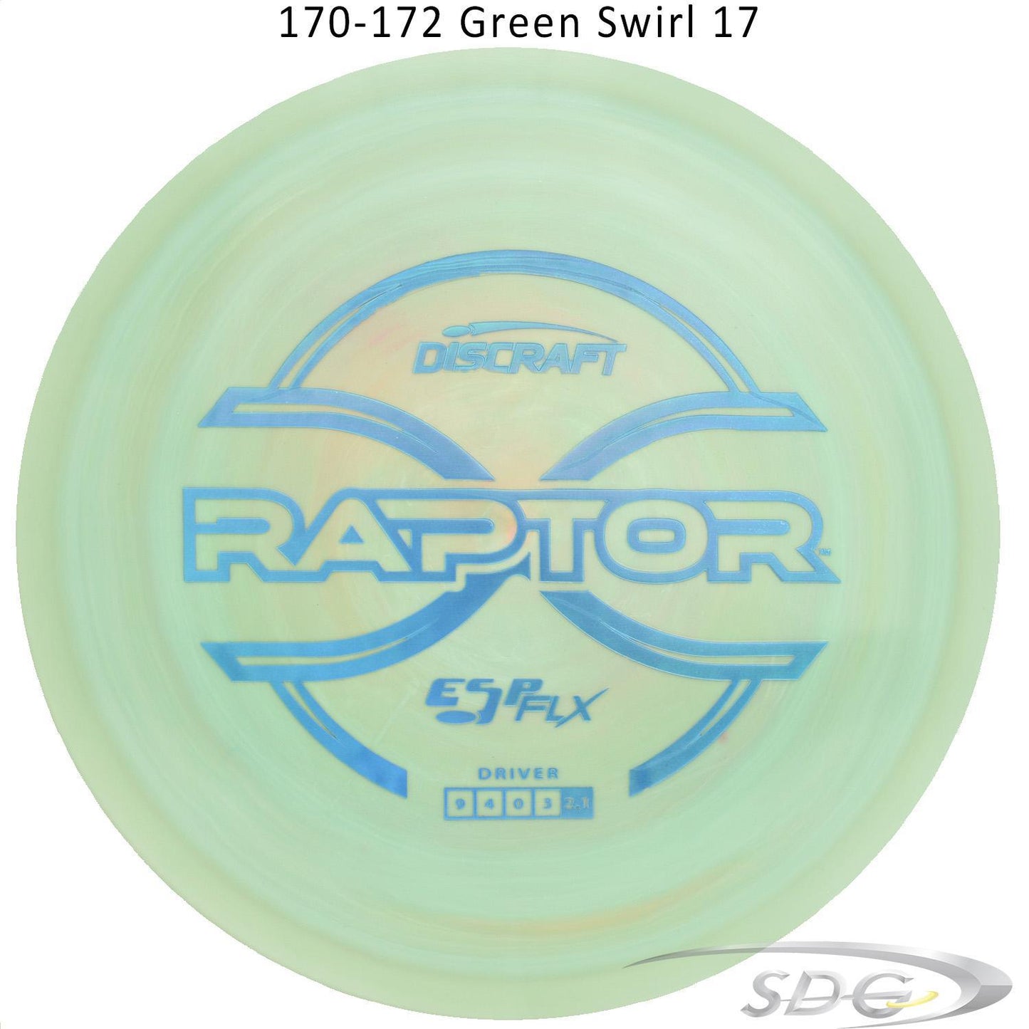 discraft-esp-flx-raptor-disc-golf-distance-driver 170-172 Green Swirl 17 