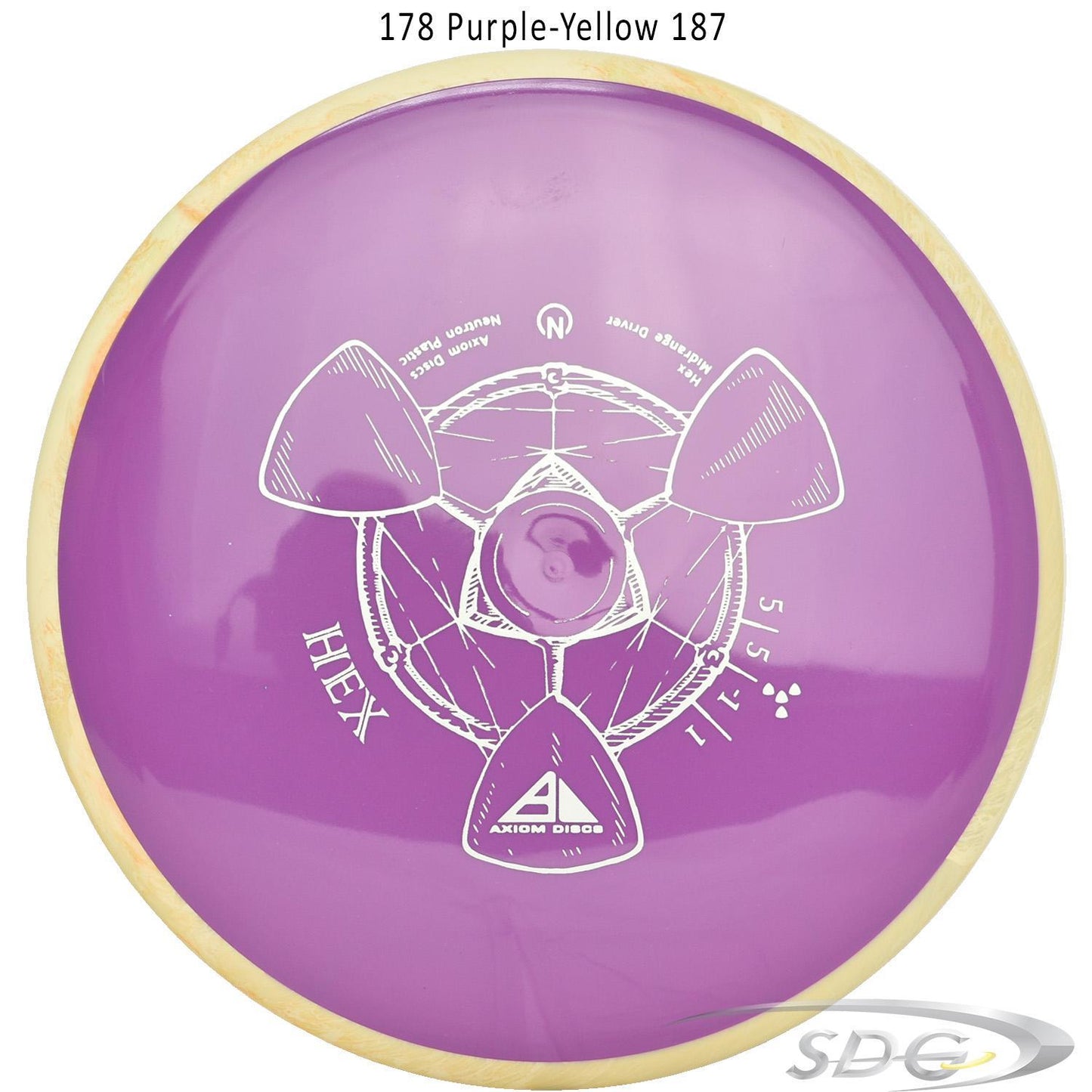 axiom-neutron-hex-disc-golf-midrange 178 Purple-Yellow 187