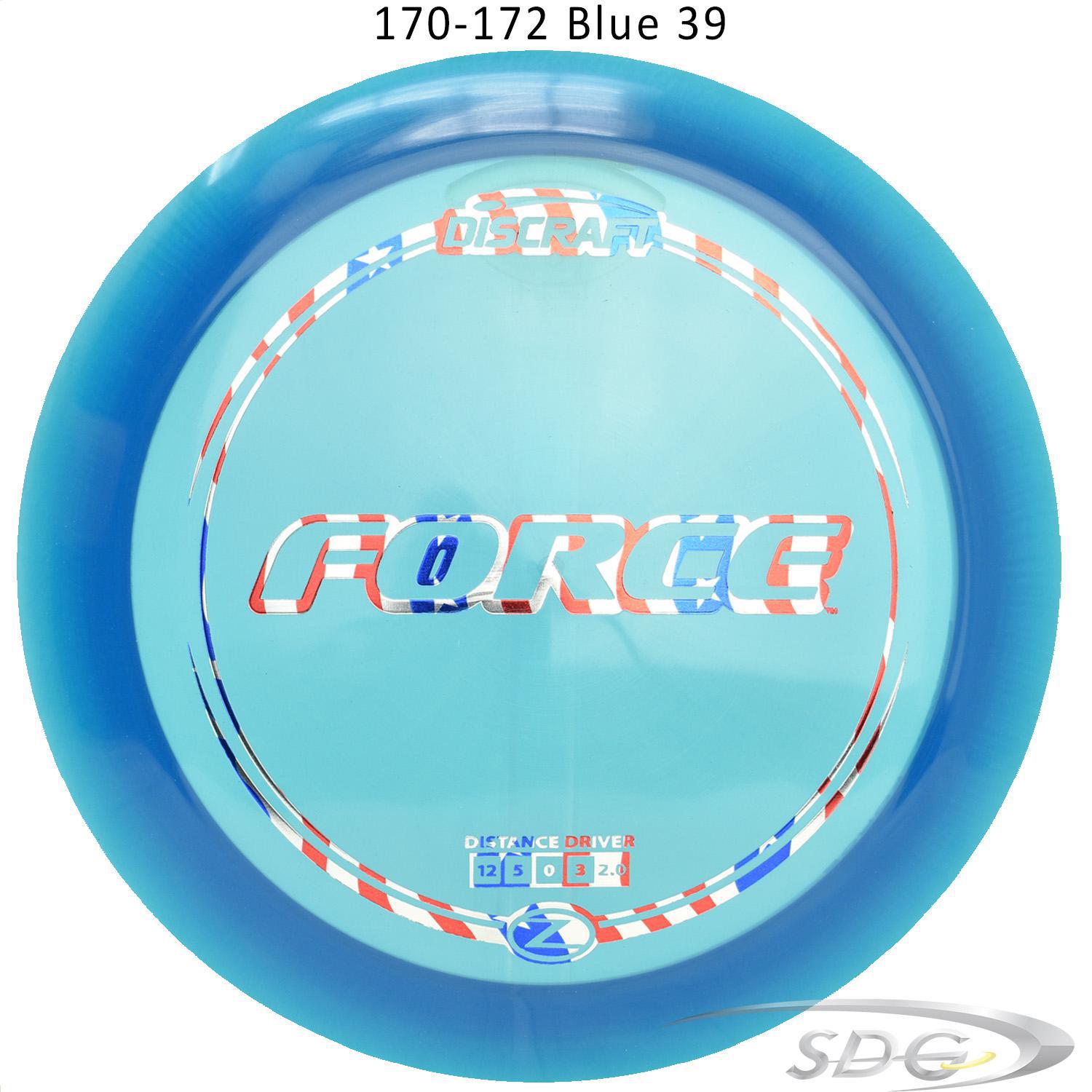 discraft-z-line-force-disc-golf-distance-driver 170-172 Blue 39