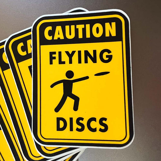 Caution Disc Golf Sticker