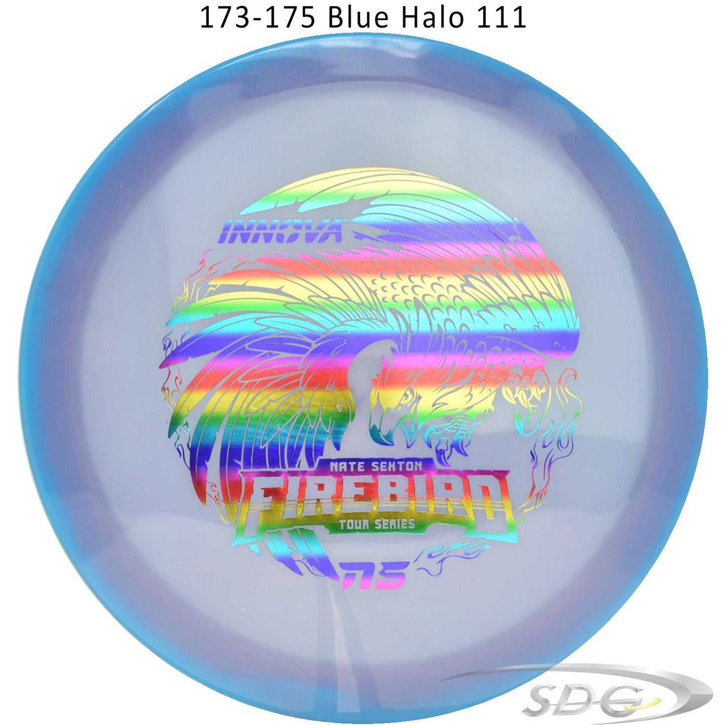 innova-halo-champion-firebird-glow-2023-nate-sexton-tour-series-disc-golf-distance-driver 173-175 Blue Halo 111 