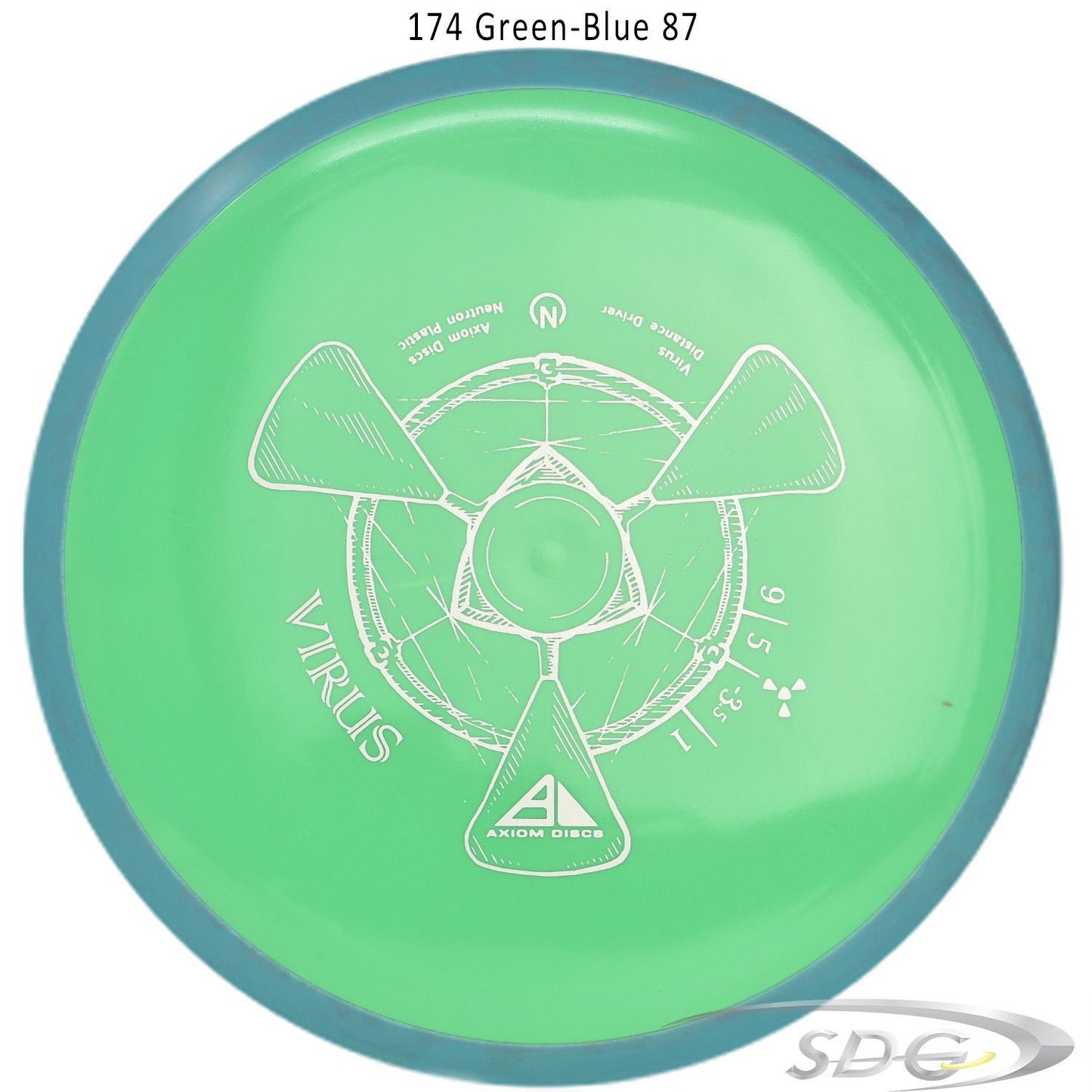 axiom-neutron-virus-disc-golf-distance-driver 174 Green-Blue 87 