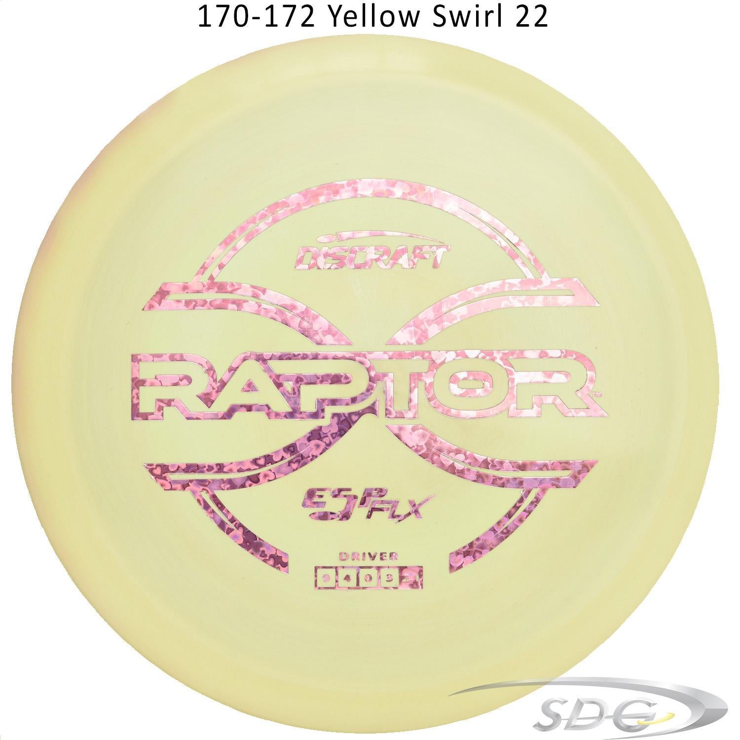 discraft-esp-flx-raptor-disc-golf-distance-driver 170-172 Yellow Swirl 22