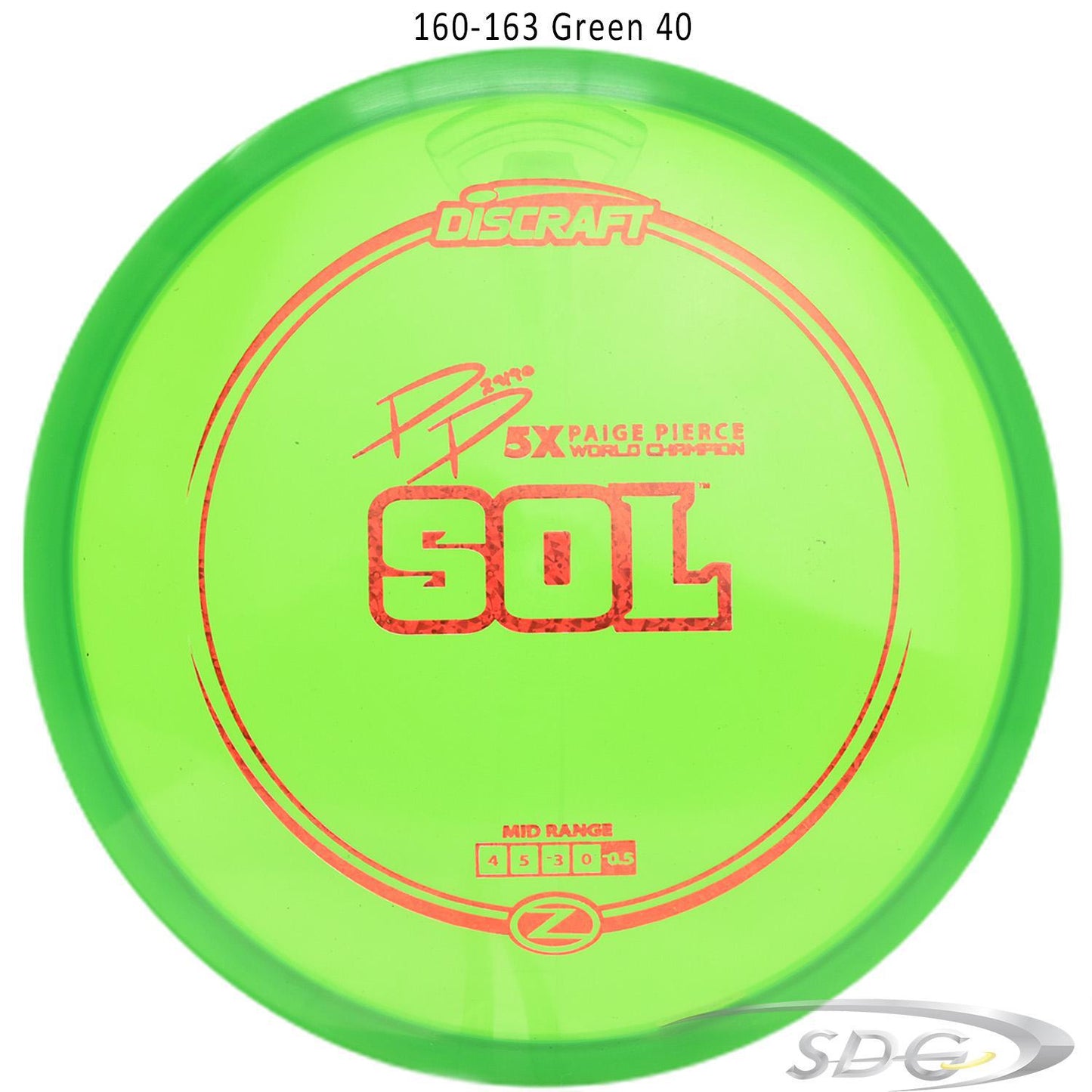 discraft-z-line-sol-paige-pierce-signature-disc-golf-mid-range 160-163 Green 40
