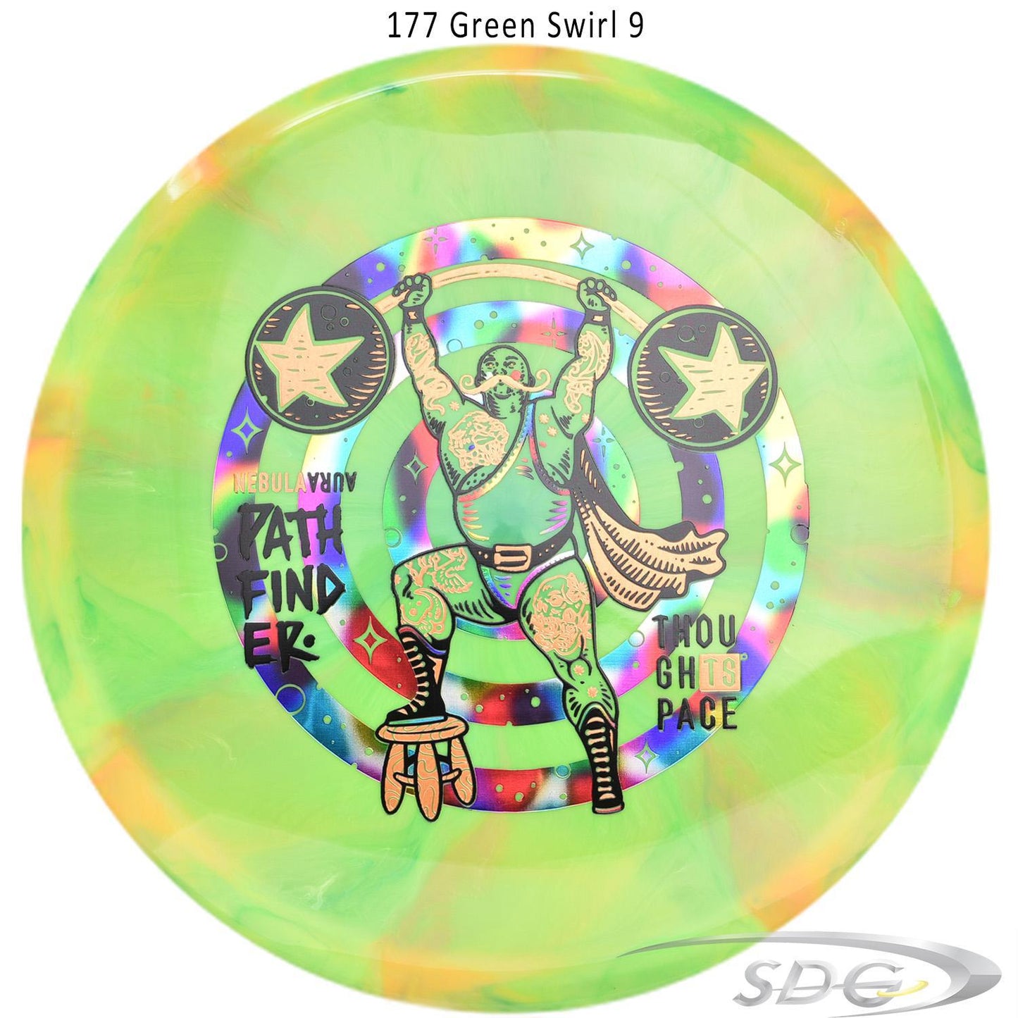 tsa-nebula-aura-pathfinder-strong-man-disc-golf-mid-range 177 Green Swirl 9 
