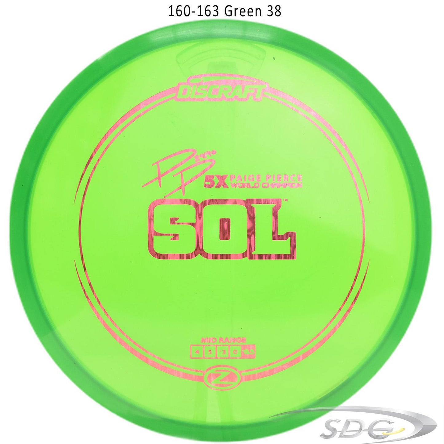 discraft-z-line-sol-paige-pierce-signature-disc-golf-mid-range 160-163 Green 38