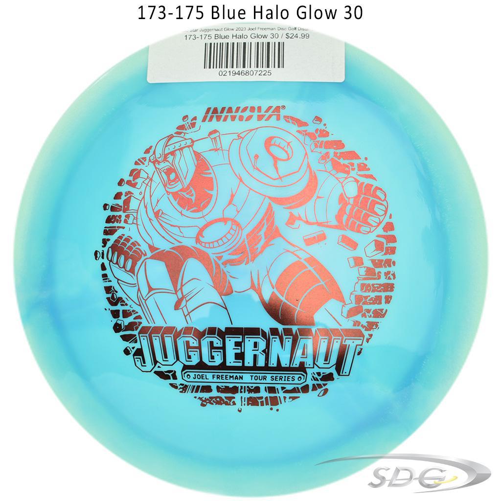 innova-halo-star-juggernaut-glow-2023-joel-freeman-disc-golf-distance-driver 173-175 Blue Halo Glow 30 