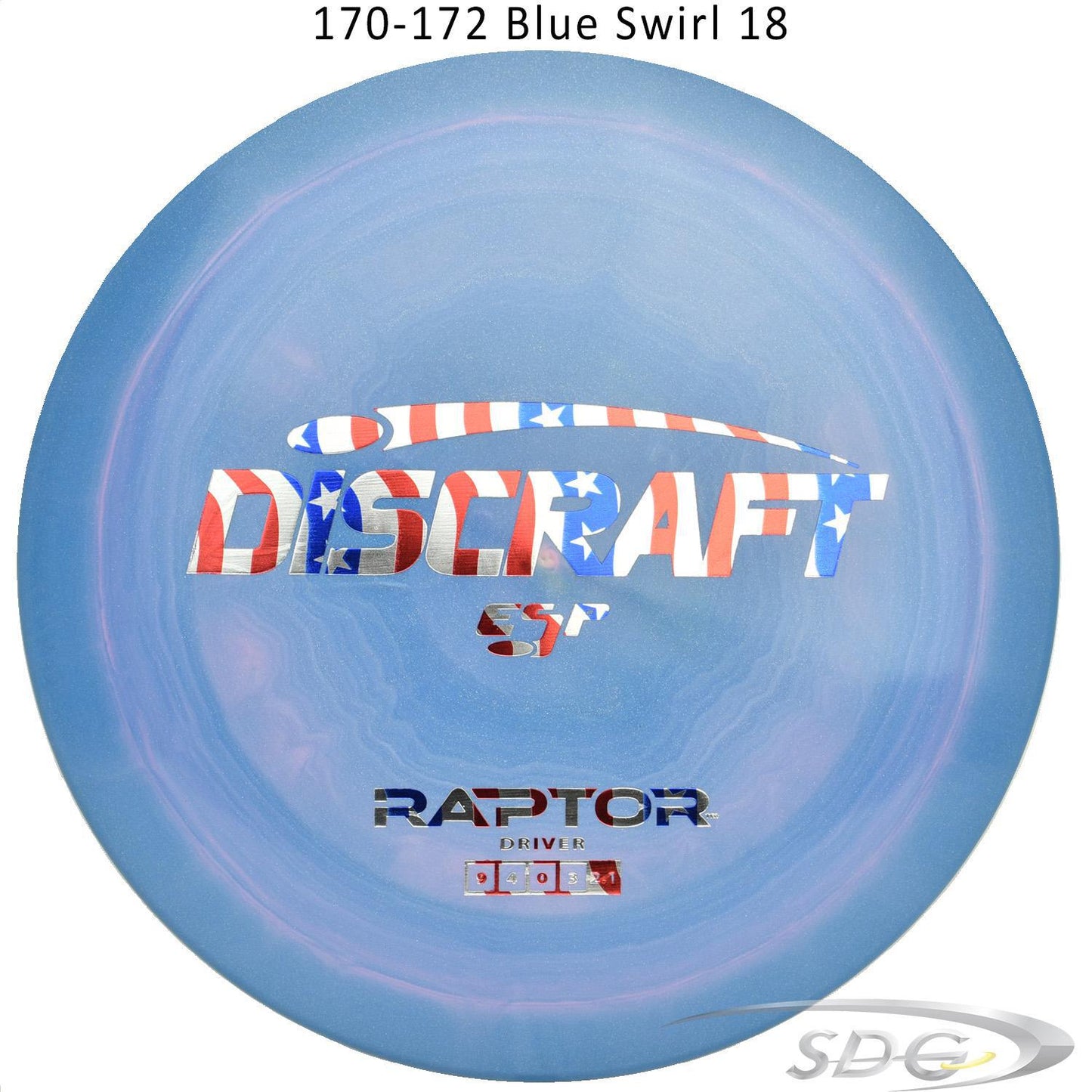 discraft-esp-raptor-disc-golf-distance-driver 170-172 Blue Swirl 18 