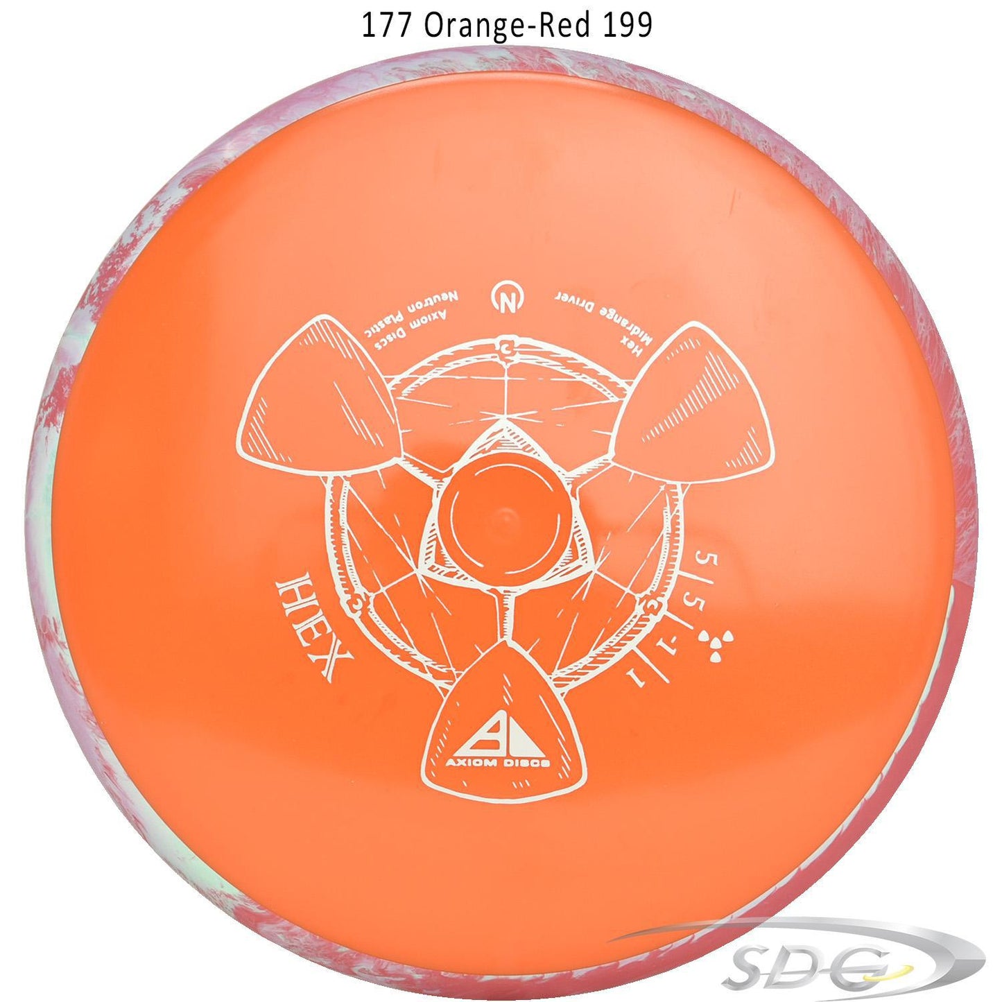 axiom-neutron-hex-disc-golf-midrange 177 Orange-Red 199