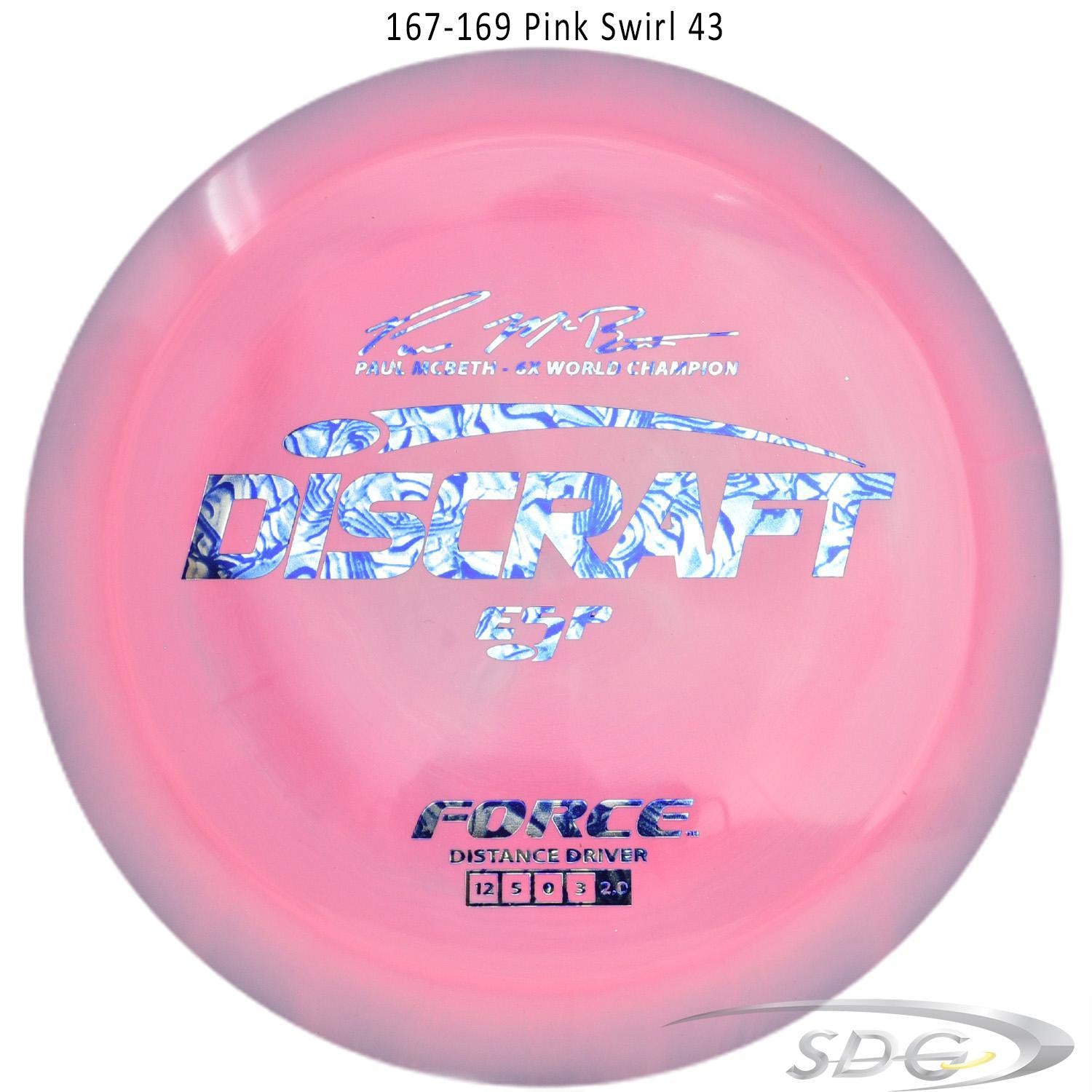 discraft-esp-force-6x-paul-mcbeth-signature-disc-golf-distance-driver-169-160-weights 167-169 Purple Swirl 42 
