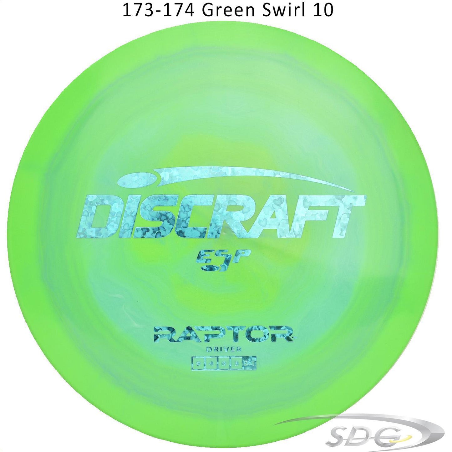 discraft-esp-raptor-disc-golf-distance-driver 173-174 Green Swirl 10 