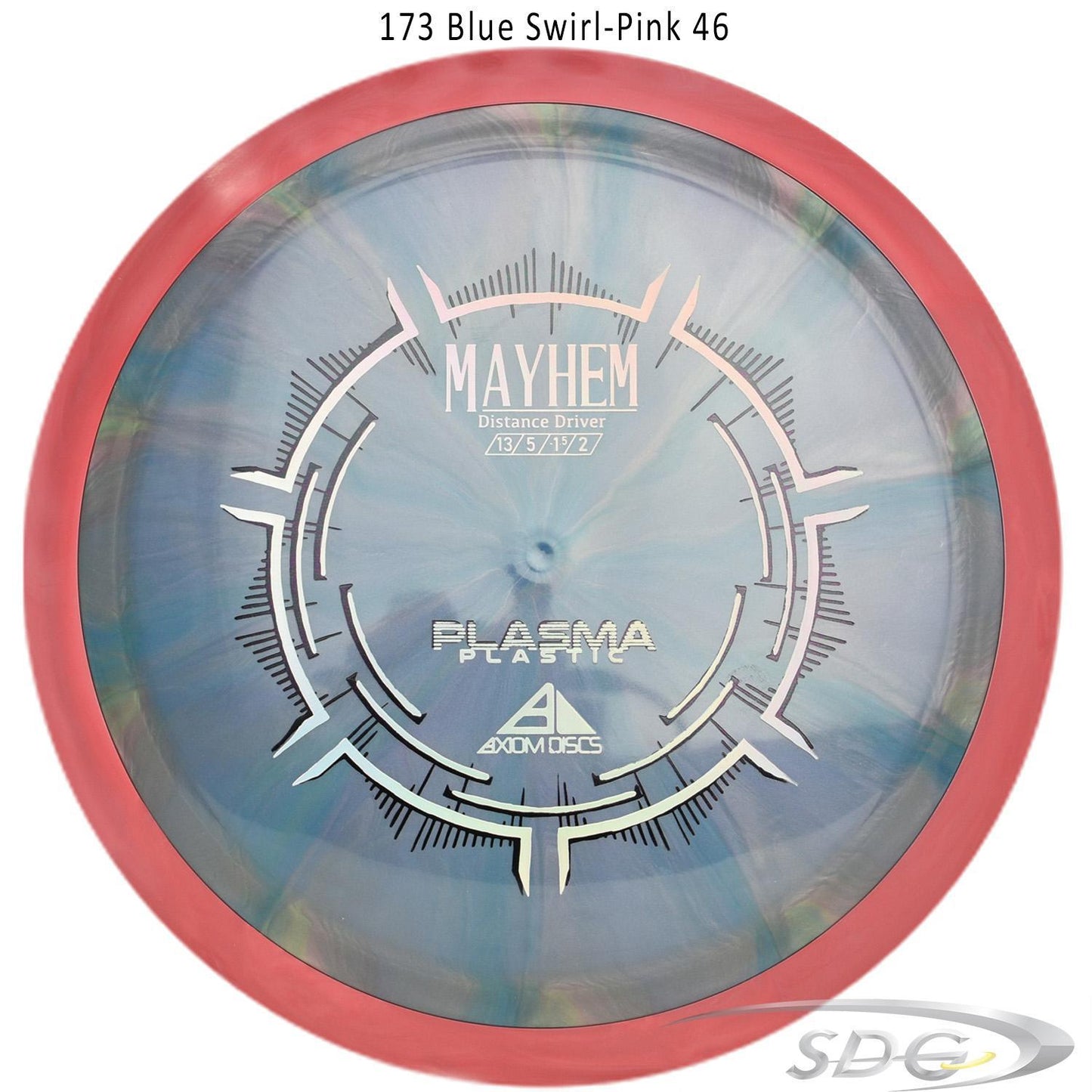 axiom-plasma-mayhem-disc-golf-distance-driver 173 Blue Swirl-Pink 46 