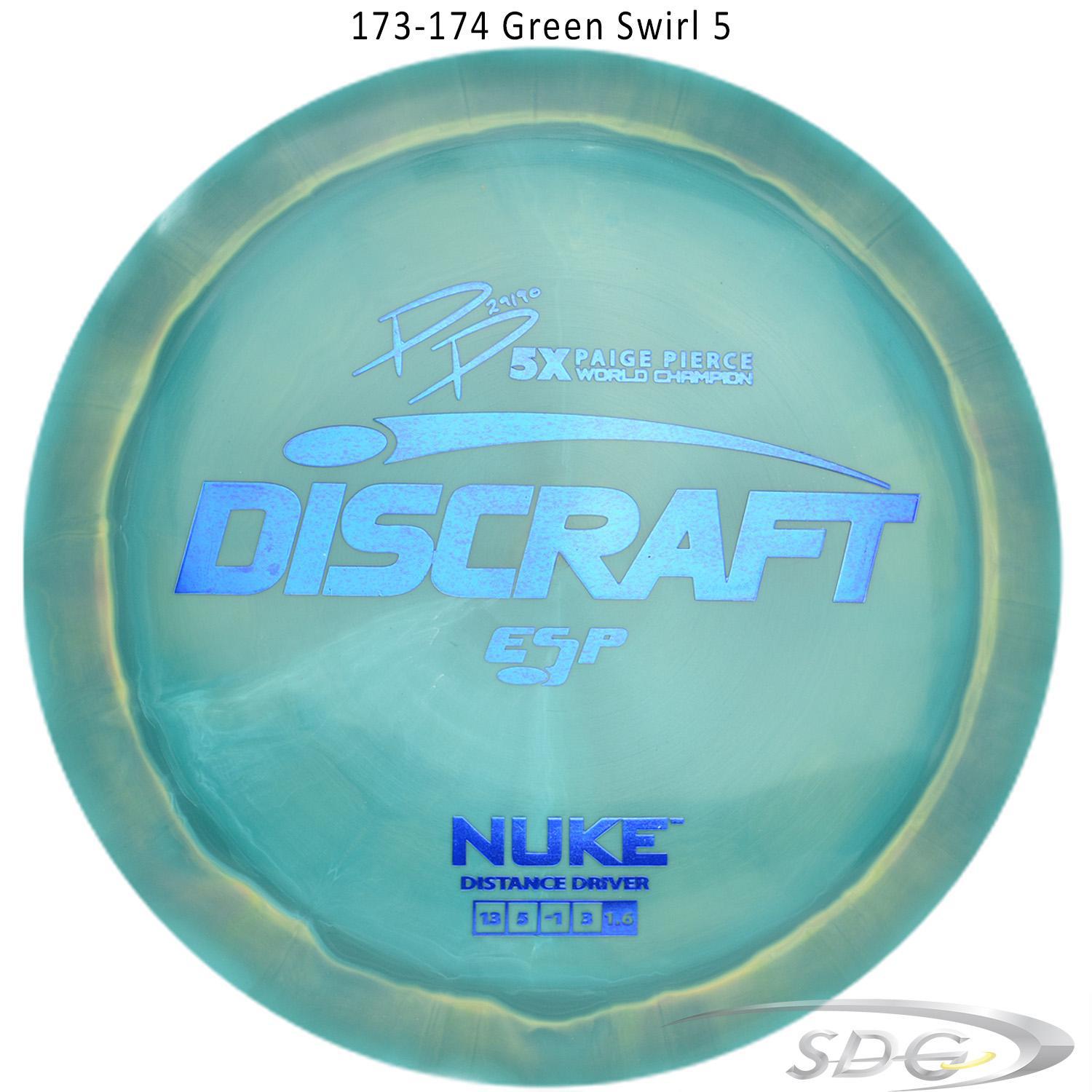discraft-esp-nuke-paige-pierce-signature-disc-golf-distance-driver-176-173-weights 173-174 Green Swirl 5 