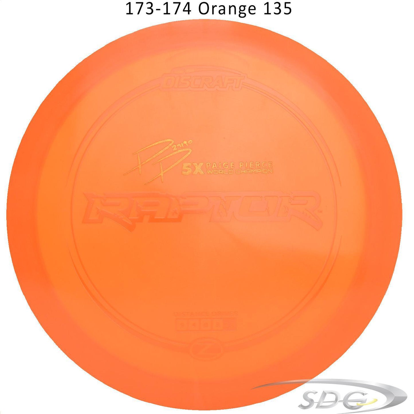 discraft-z-line-raptor-paige-pierce-signature-series-disc-golf-distance-driver 173-174 Orange 135 