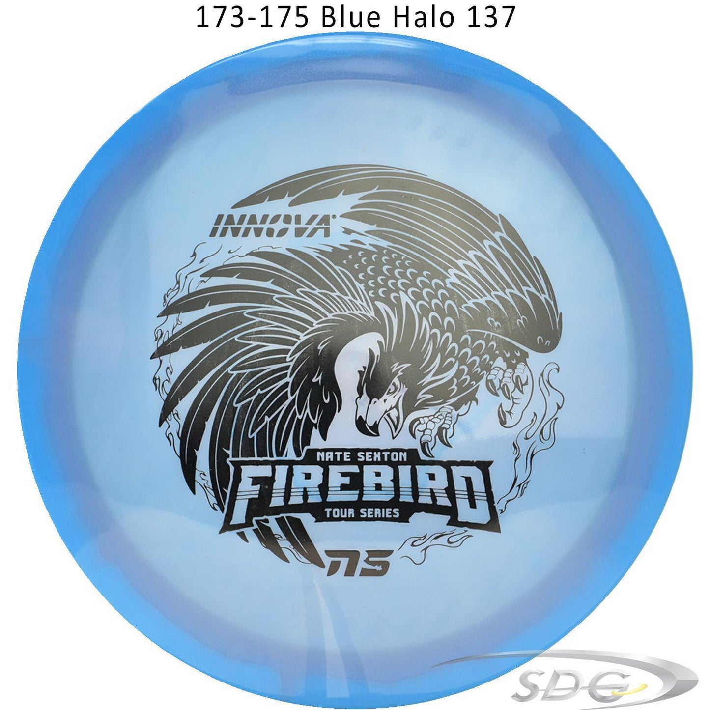 innova-halo-champion-firebird-glow-2023-nate-sexton-tour-series-disc-golf-distance-driver 173-175 Blue Halo 137 