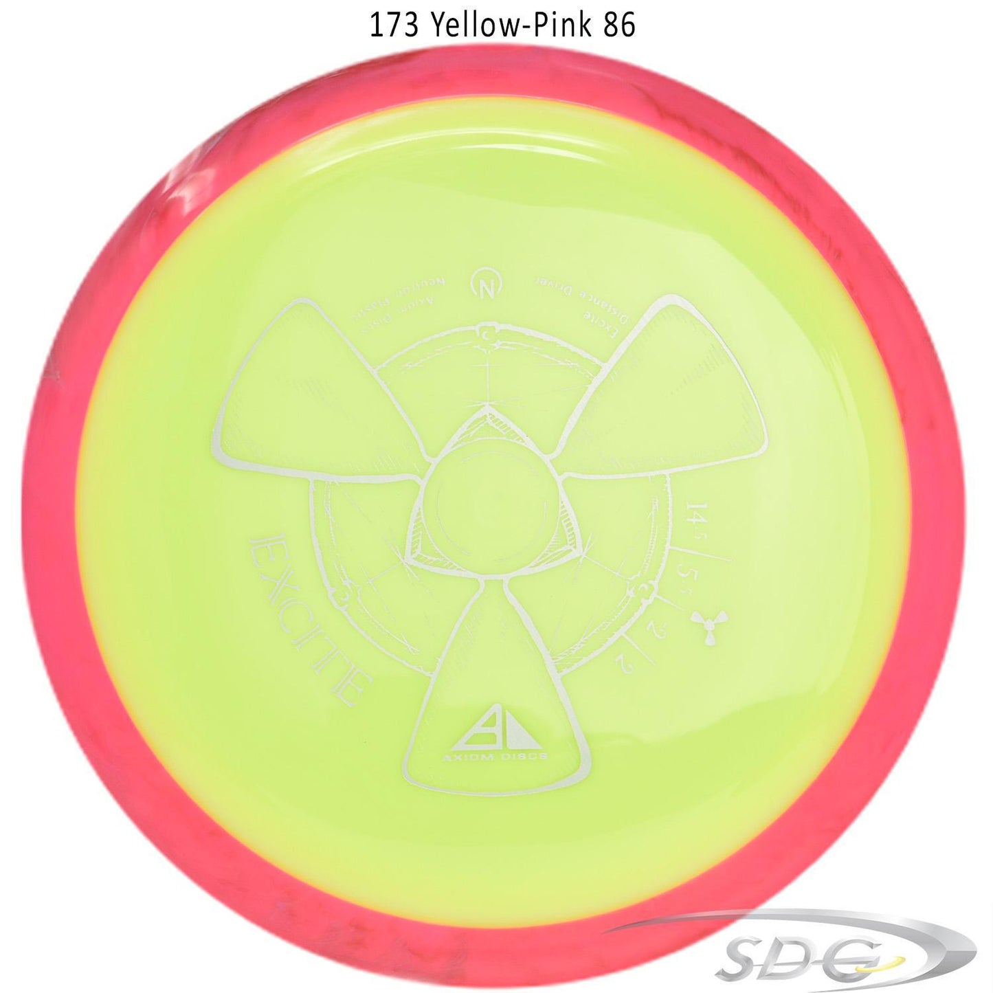 axiom-neutron-excite-disc-golf-distance-driver 173 Yellow-Pink  86 