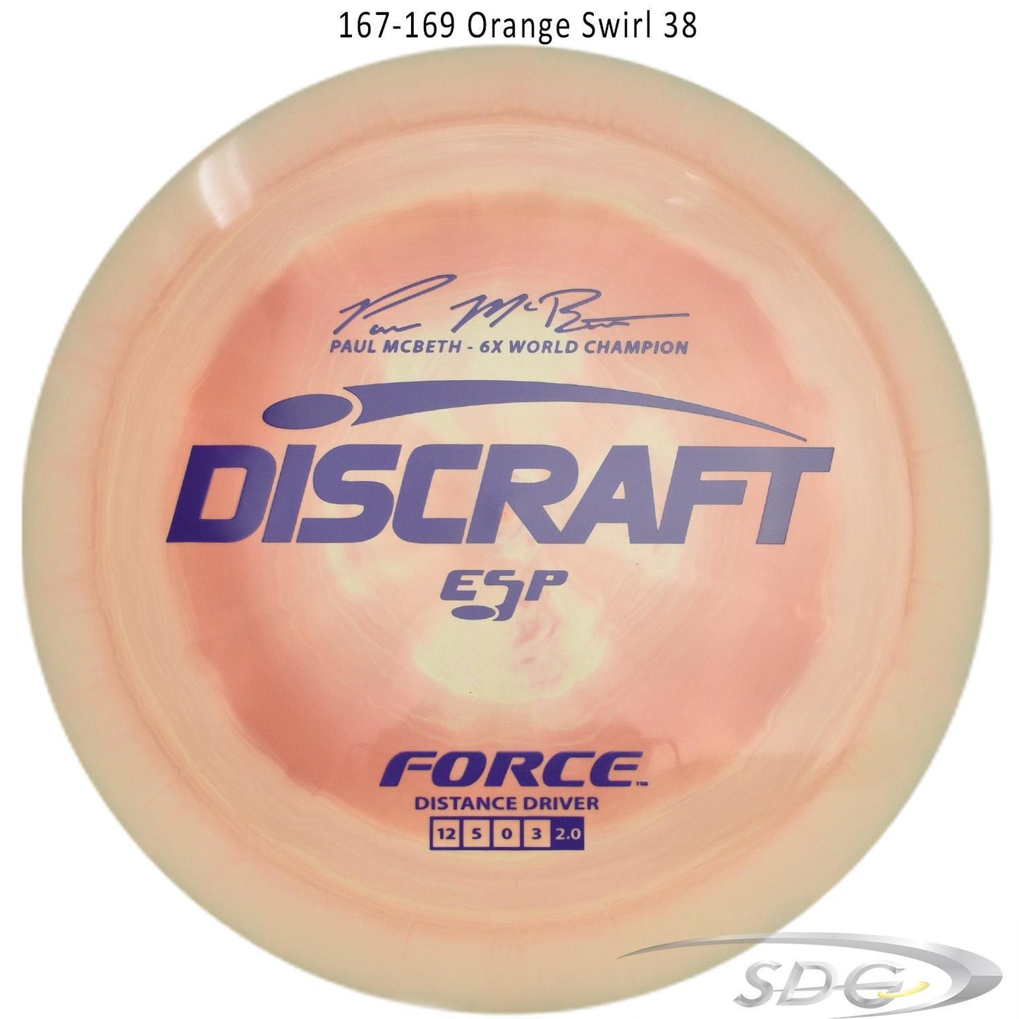 discraft-esp-force-6x-paul-mcbeth-signature-disc-golf-distance-driver-169-160-weights 167-169 Orange Swirl 38 