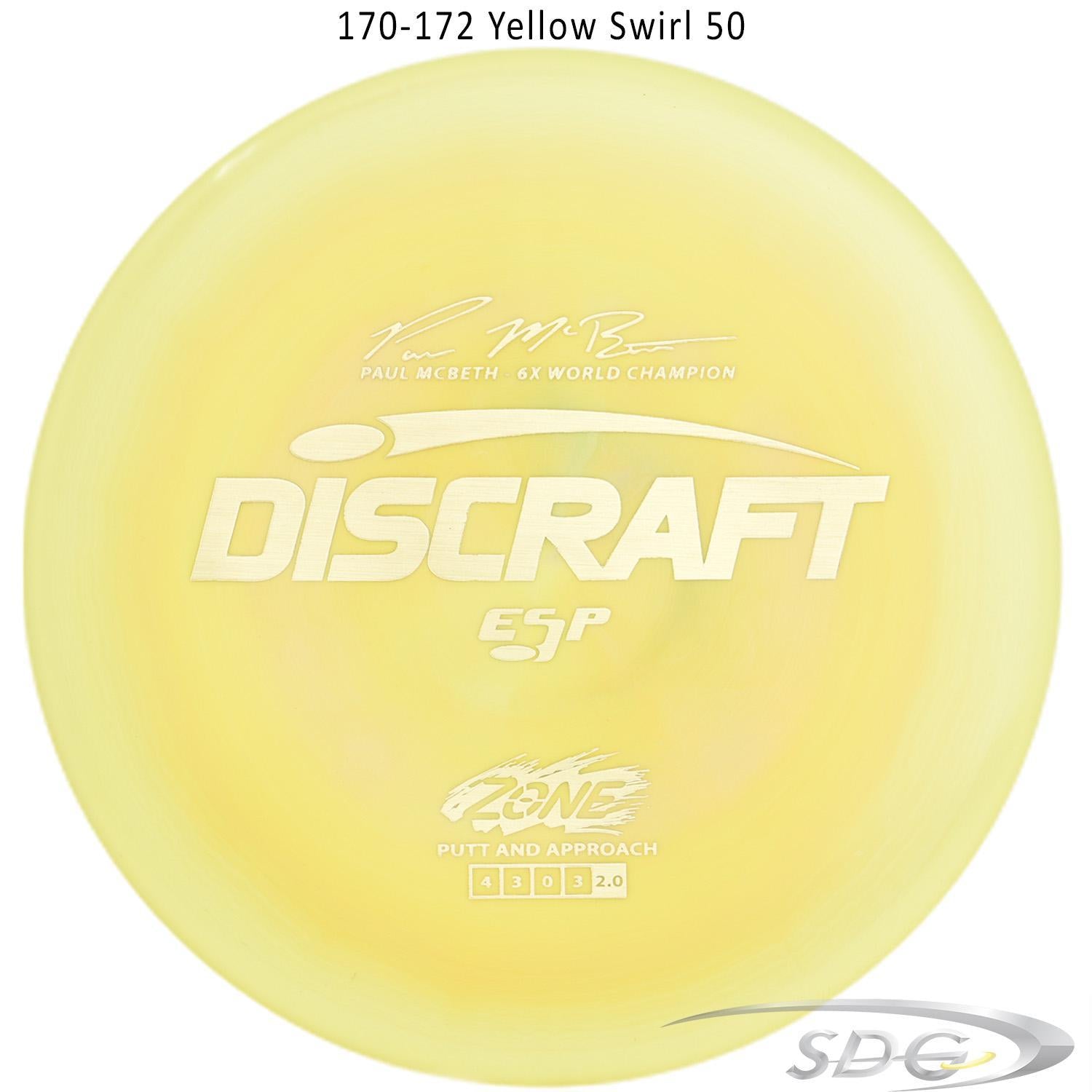 discraft-esp-zone-6x-paul-mcbeth-signature-series-disc-golf-putter-172-170-weights 170-172 Yellow Swirl 50 