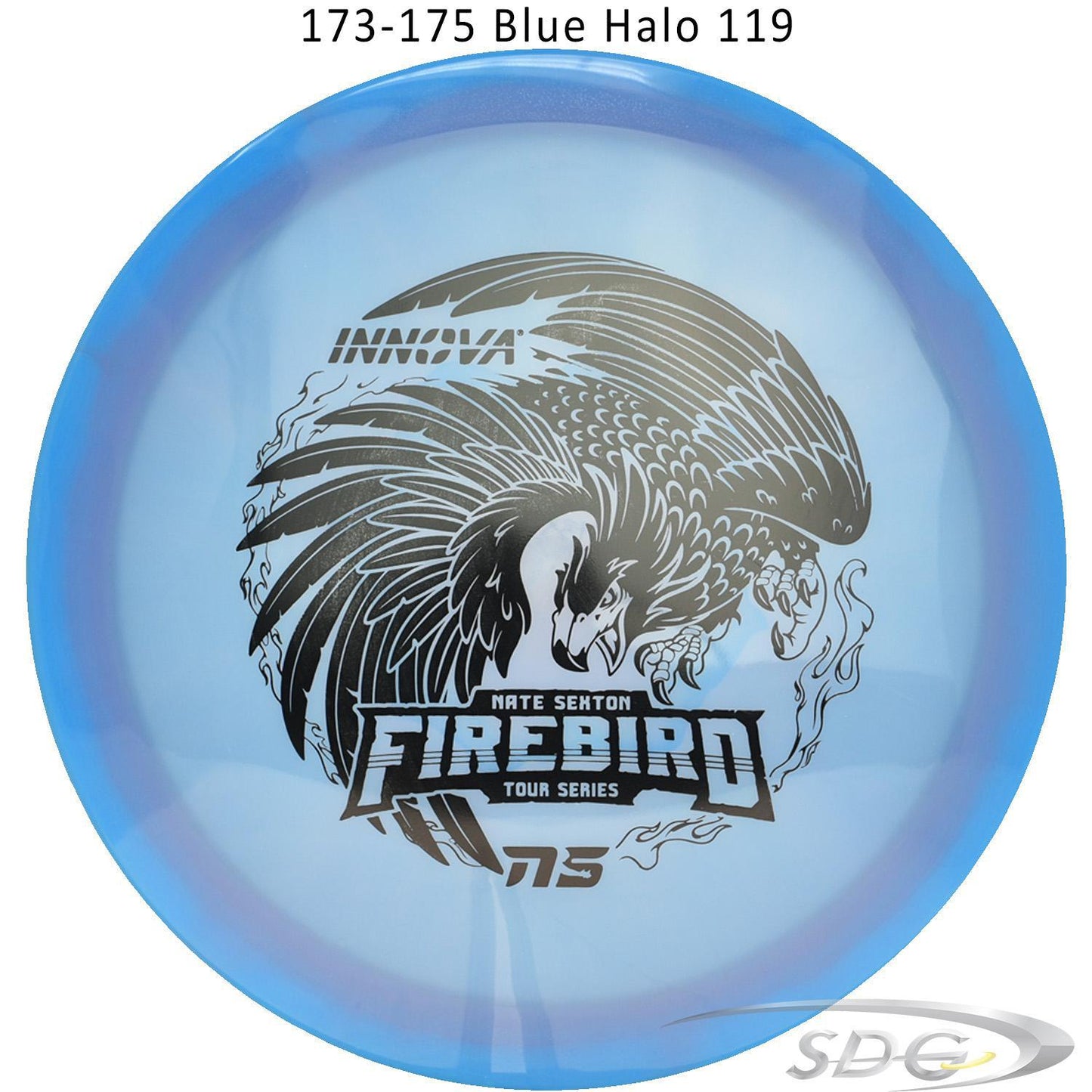 innova-halo-champion-firebird-glow-2023-nate-sexton-tour-series-disc-golf-distance-driver 173-175 Blue Halo 119 