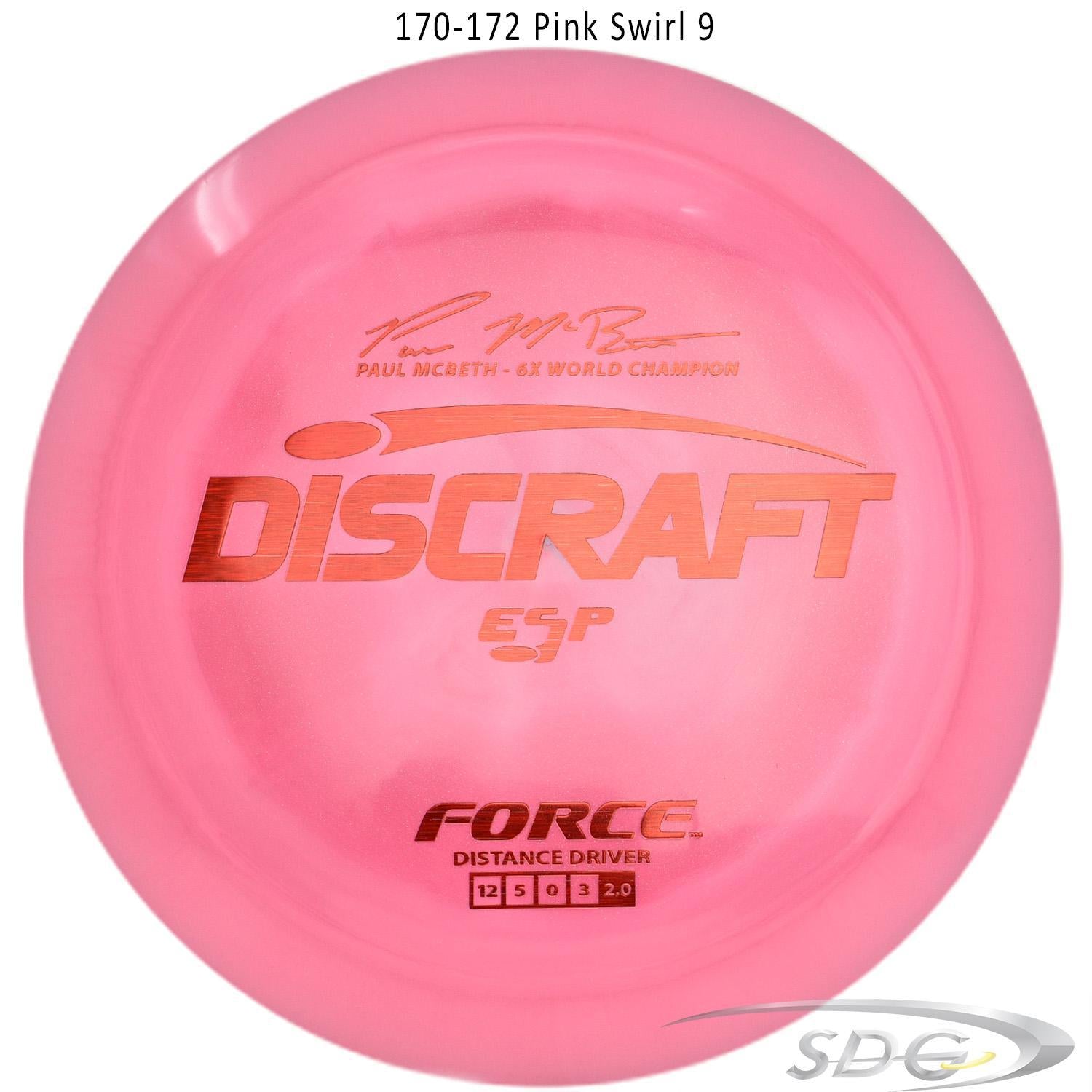 discraft-esp-force-6x-paul-mcbeth-signature-disc-golf-distance-driver 170-172 Pink Swirl 9 