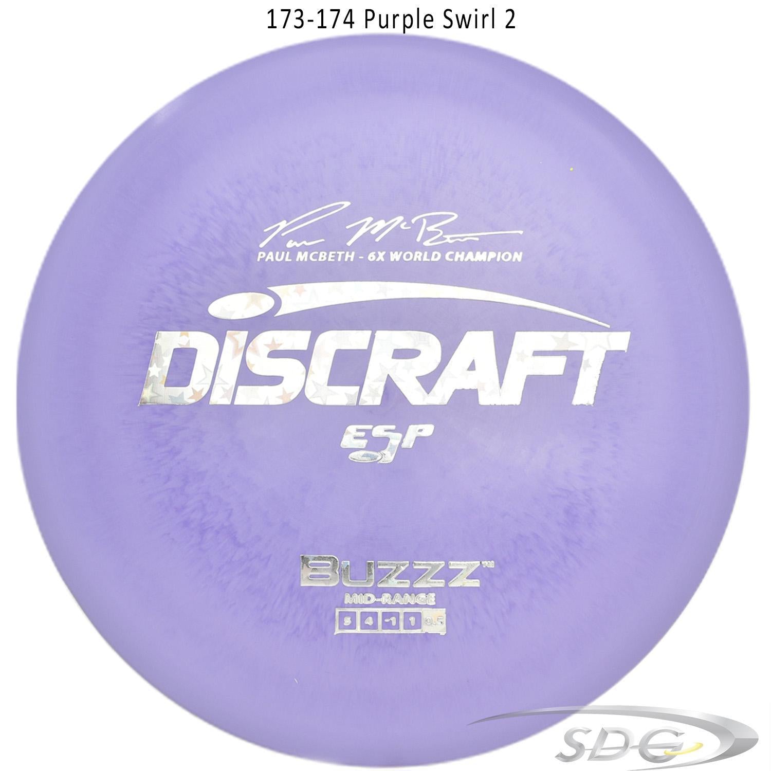 discraft-esp-buzzz-6x-paul-mcbeth-signature-series-disc-golf-mid-range-176-173-weights 173-174 Purple Swirl 2 