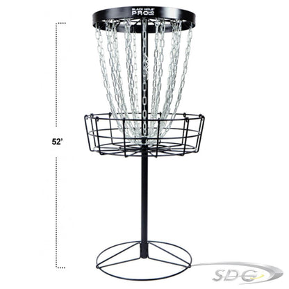 MVP Black Hole Pro HD disc golf basket with 52" measurement to show size 