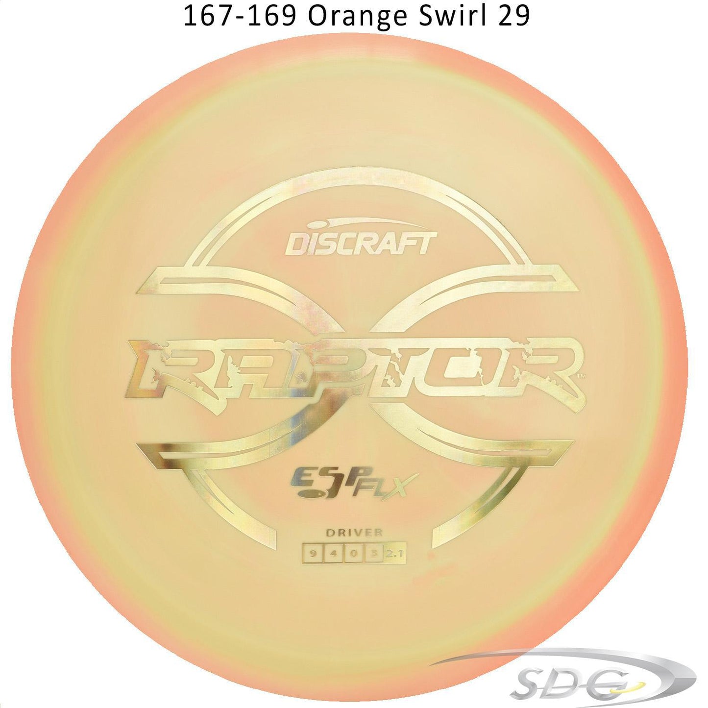 discraft-esp-flx-raptor-disc-golf-distance-driver 167-169 Orange Swirl 29 