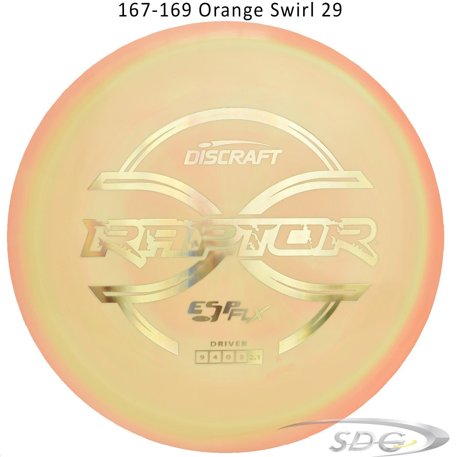 discraft-esp-flx-raptor-disc-golf-distance-driver 167-169 Orange Swirl 29